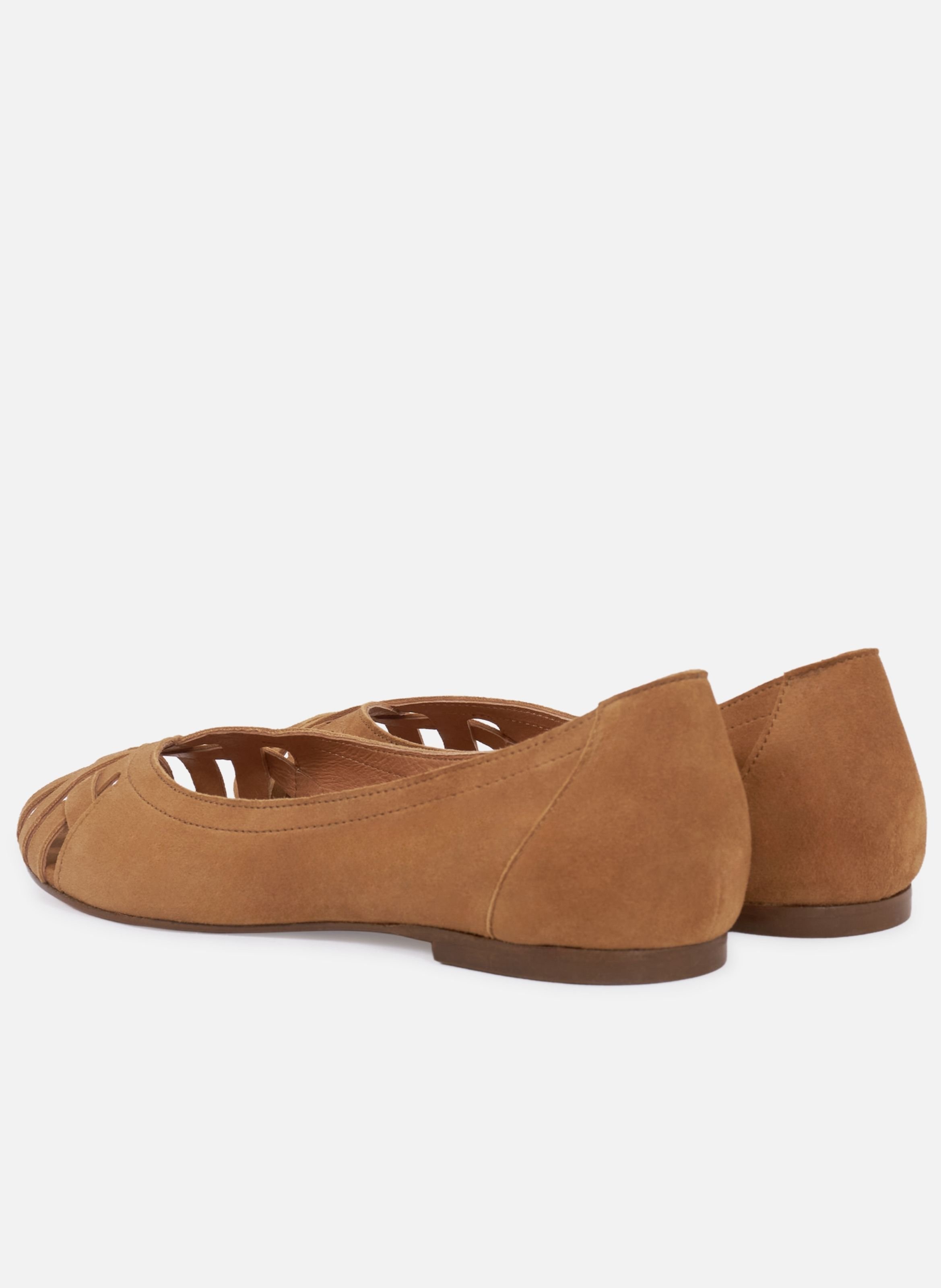 Ballerines brides manon cuir daim JULES & JENN Marron