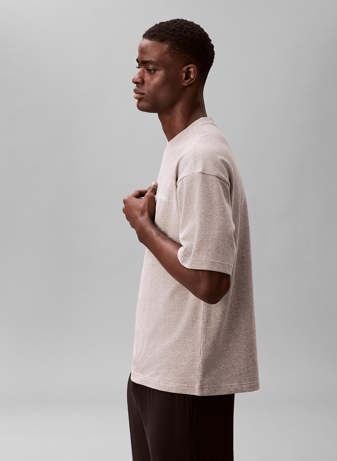 Tee-shirt oversize col rond en coton CALVIN KLEIN UNDERWEAR Gris