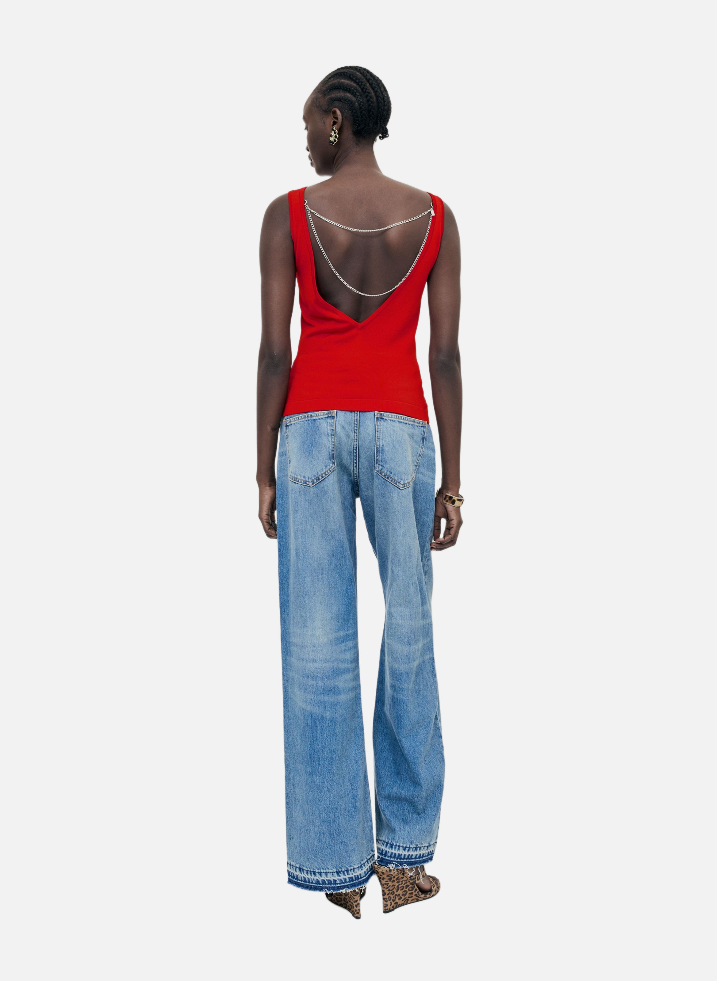 Knit top with chains THE KOOPLES Red