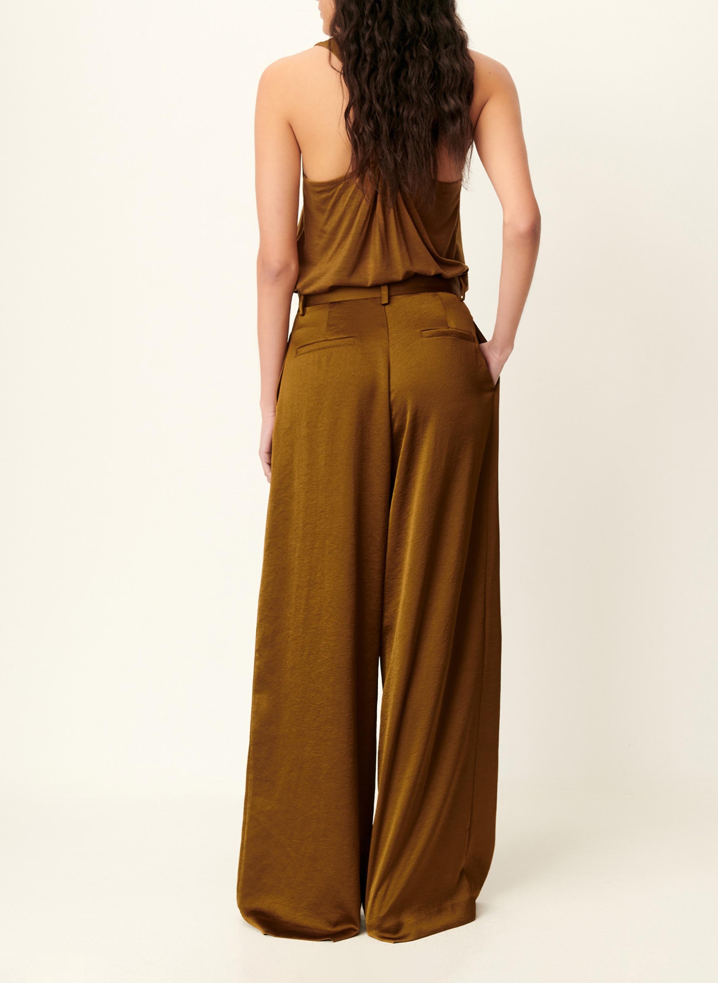 Pantalon fluide large satiné SESSUN Marron