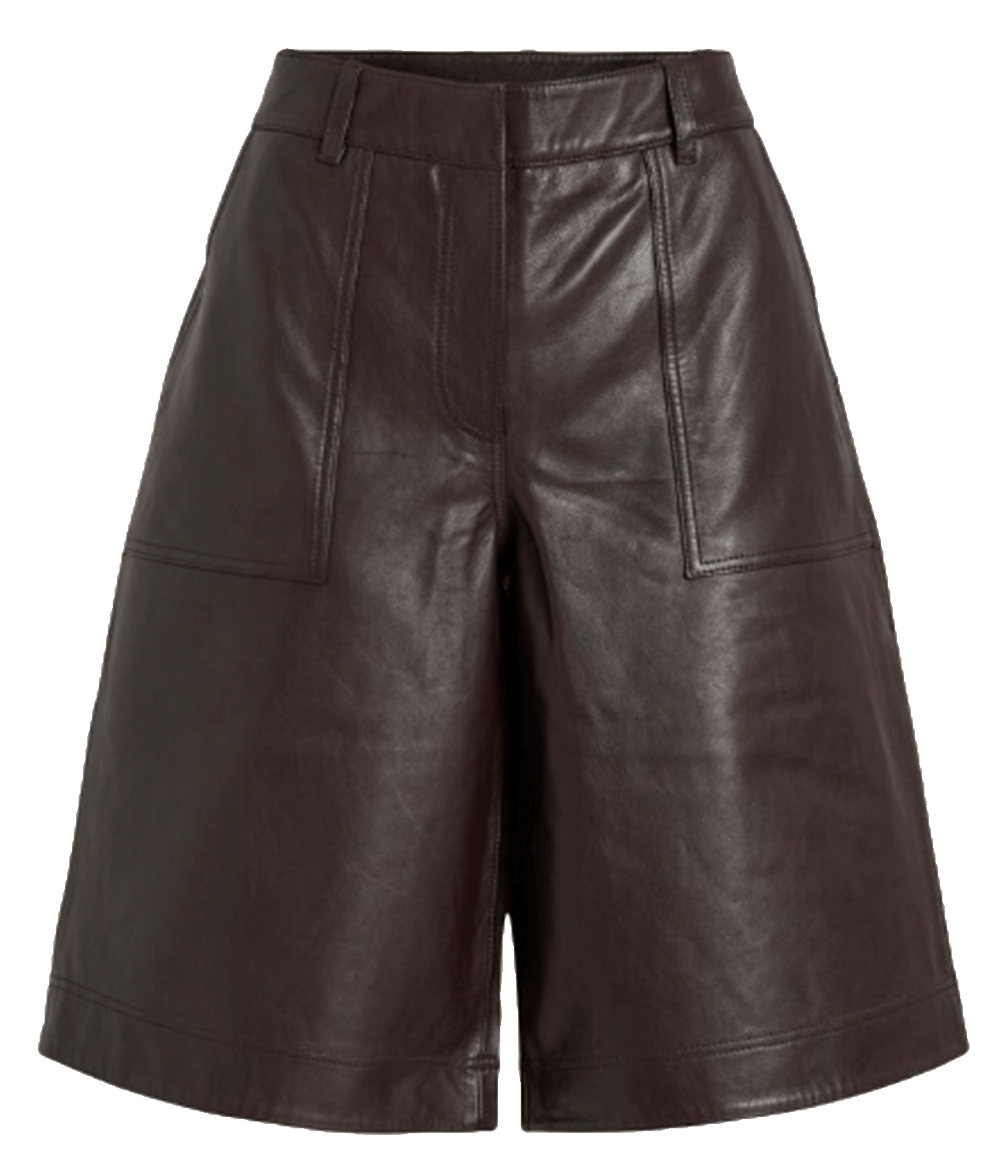 Kurze lange große Lederhose ROUGE EDIT Braun