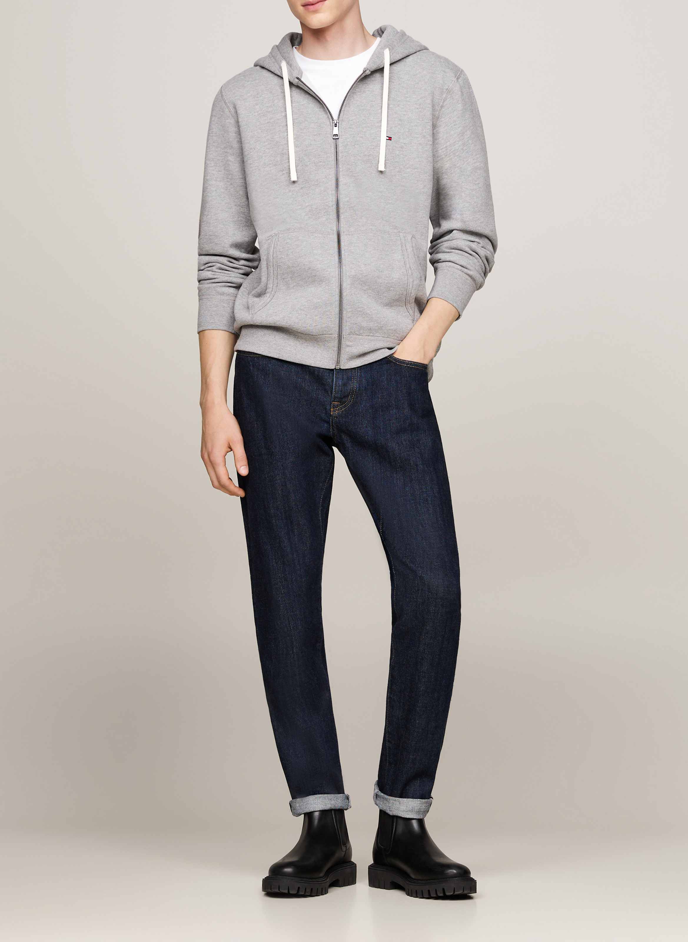 Rundhals-Sweatshirt aus Baumwoll-Mix TOMMY HILFIGER Grau