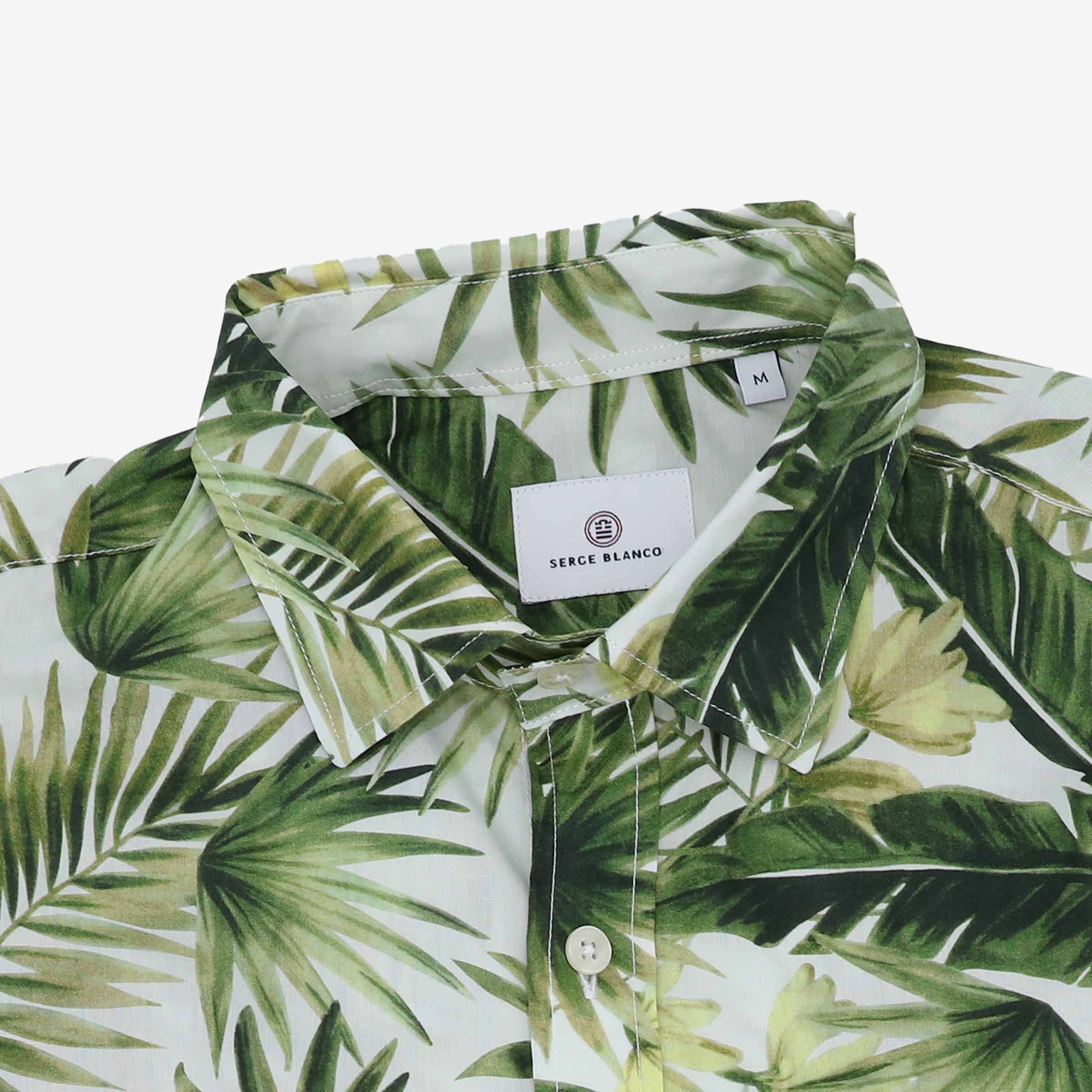 Chemise manches longues brodée en coton SERGE BLANCO Vert