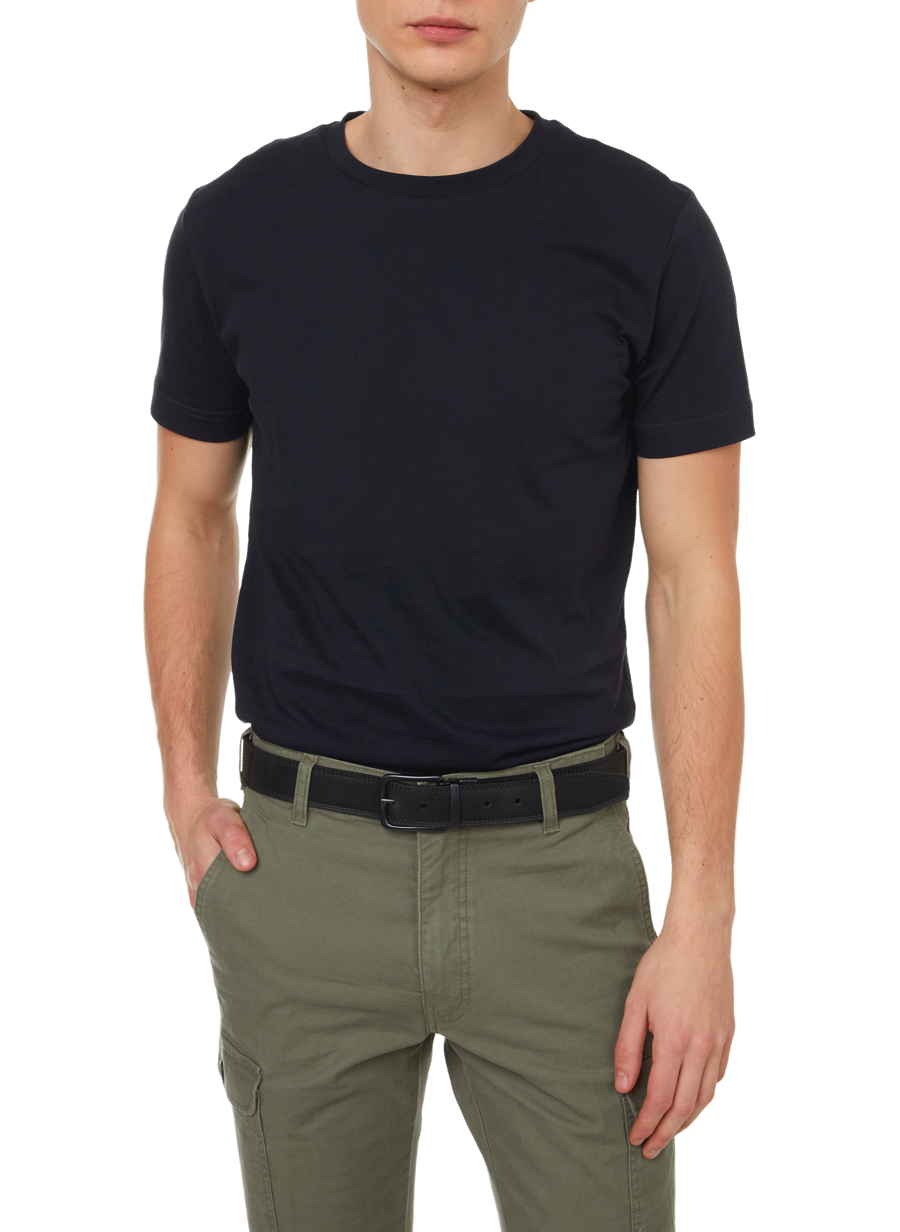 Round neck cotton baff-o T-shirt SAISON 1865 Blue