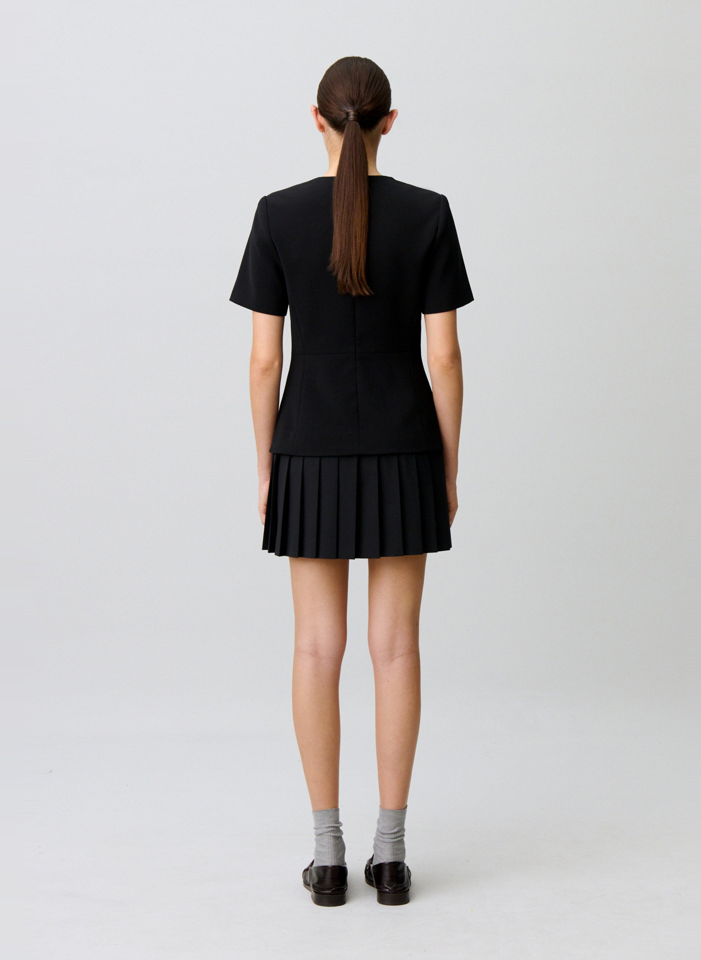 Plissé-jurk met ronde hals CLAUDIE PIERLOT Zwart