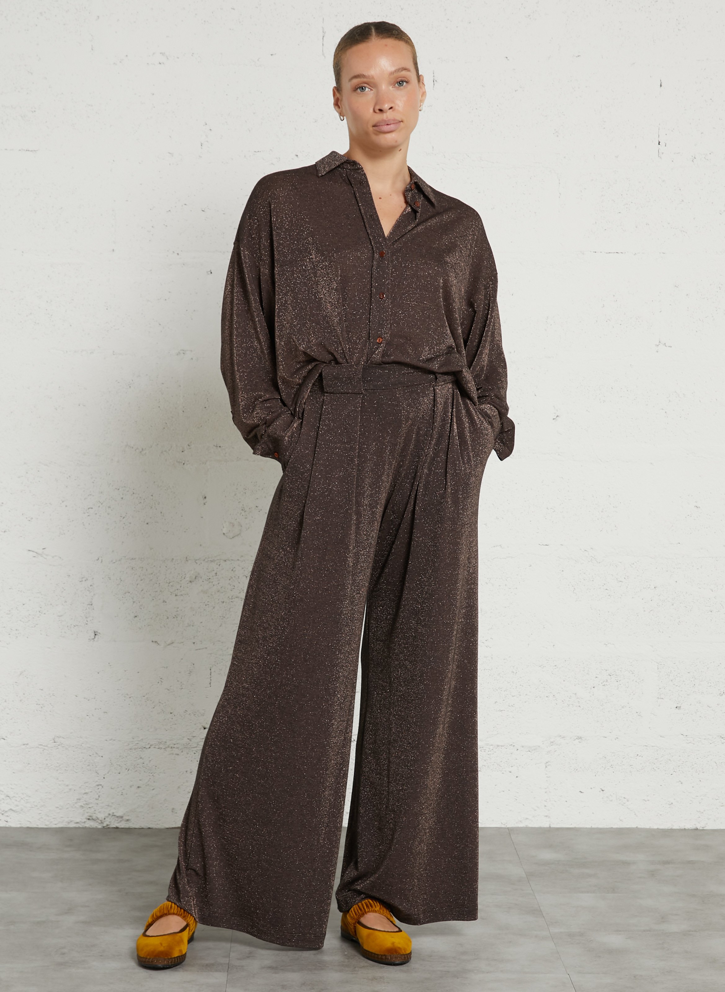 Loose-fit shirt with classic collar MOMONI Plums
