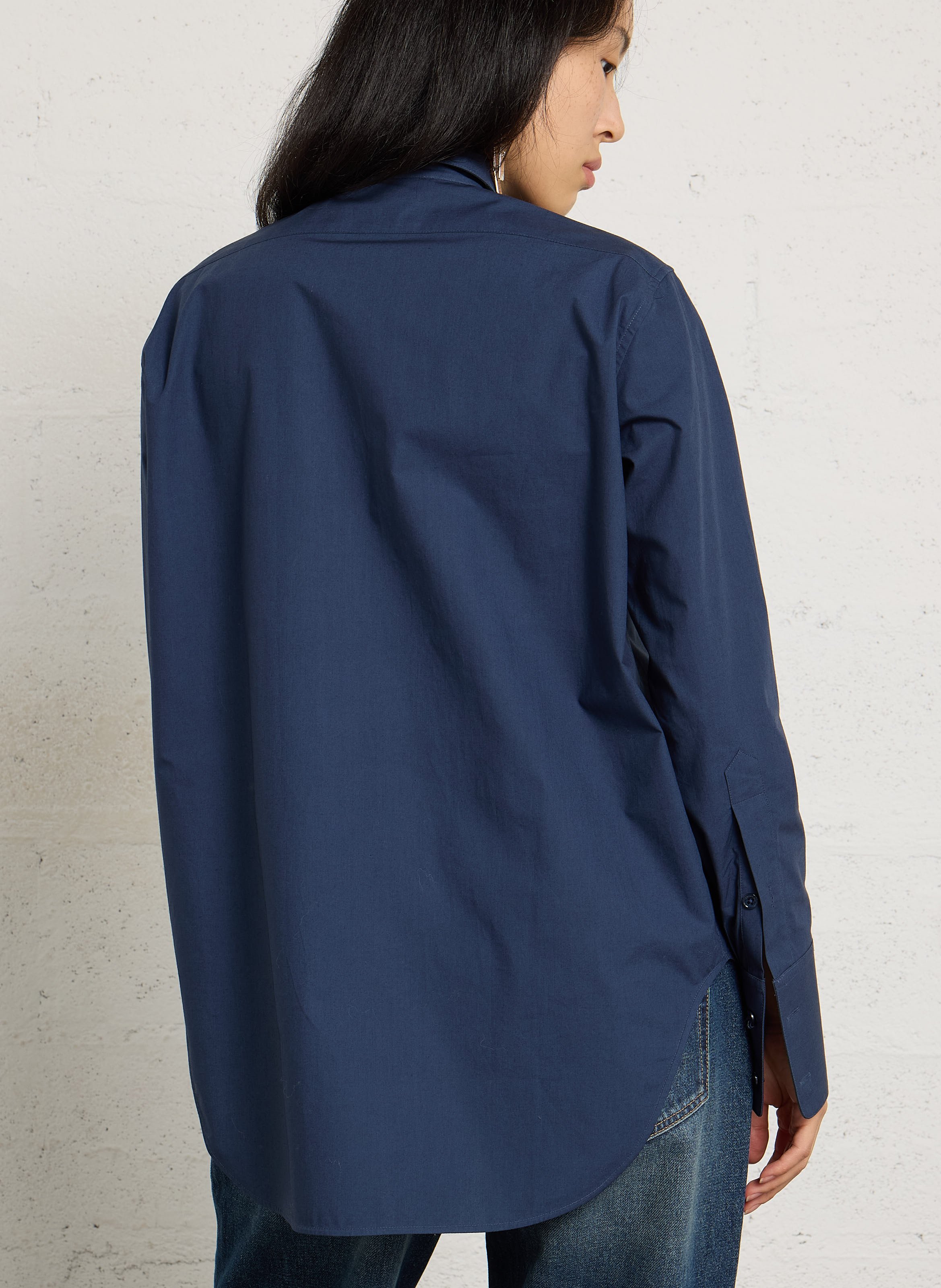 Chemise droite col classique en coton LAURENCE BRAS Bleu