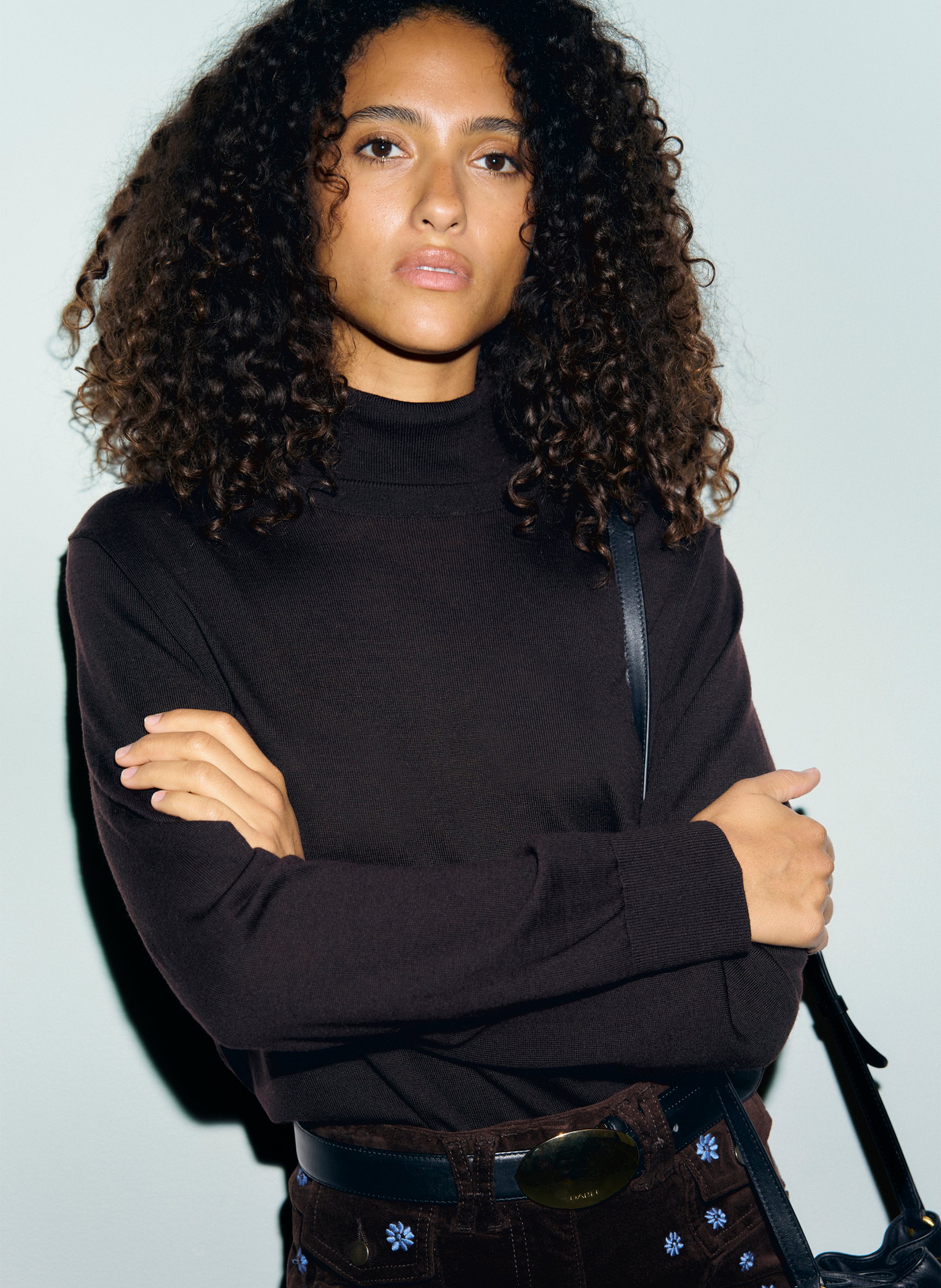 Straight wool polo neck jumper GERARD DAREL Brown