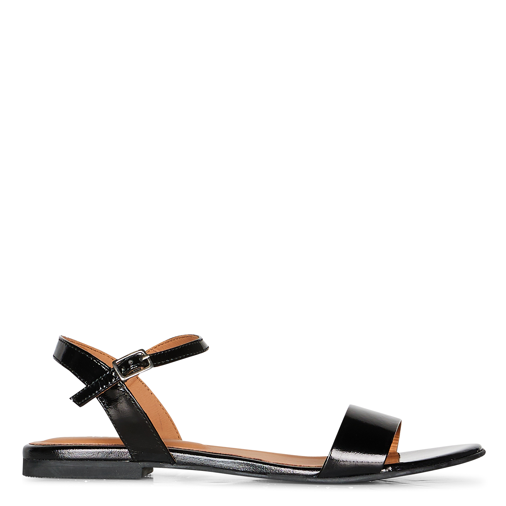 Sandales plates en cuir vernis  JONAK Noir