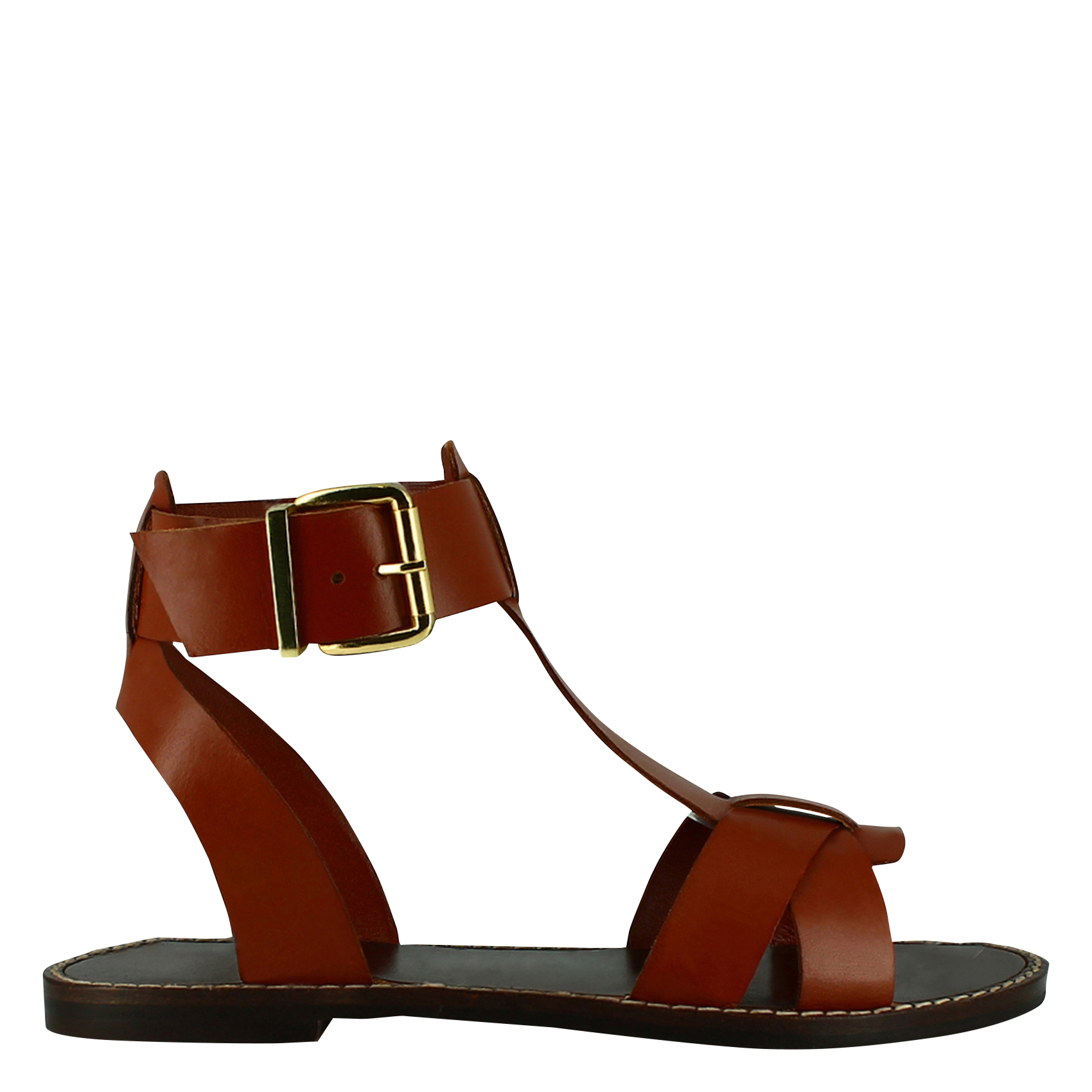 Sandales plates en cuir JONAK Marron