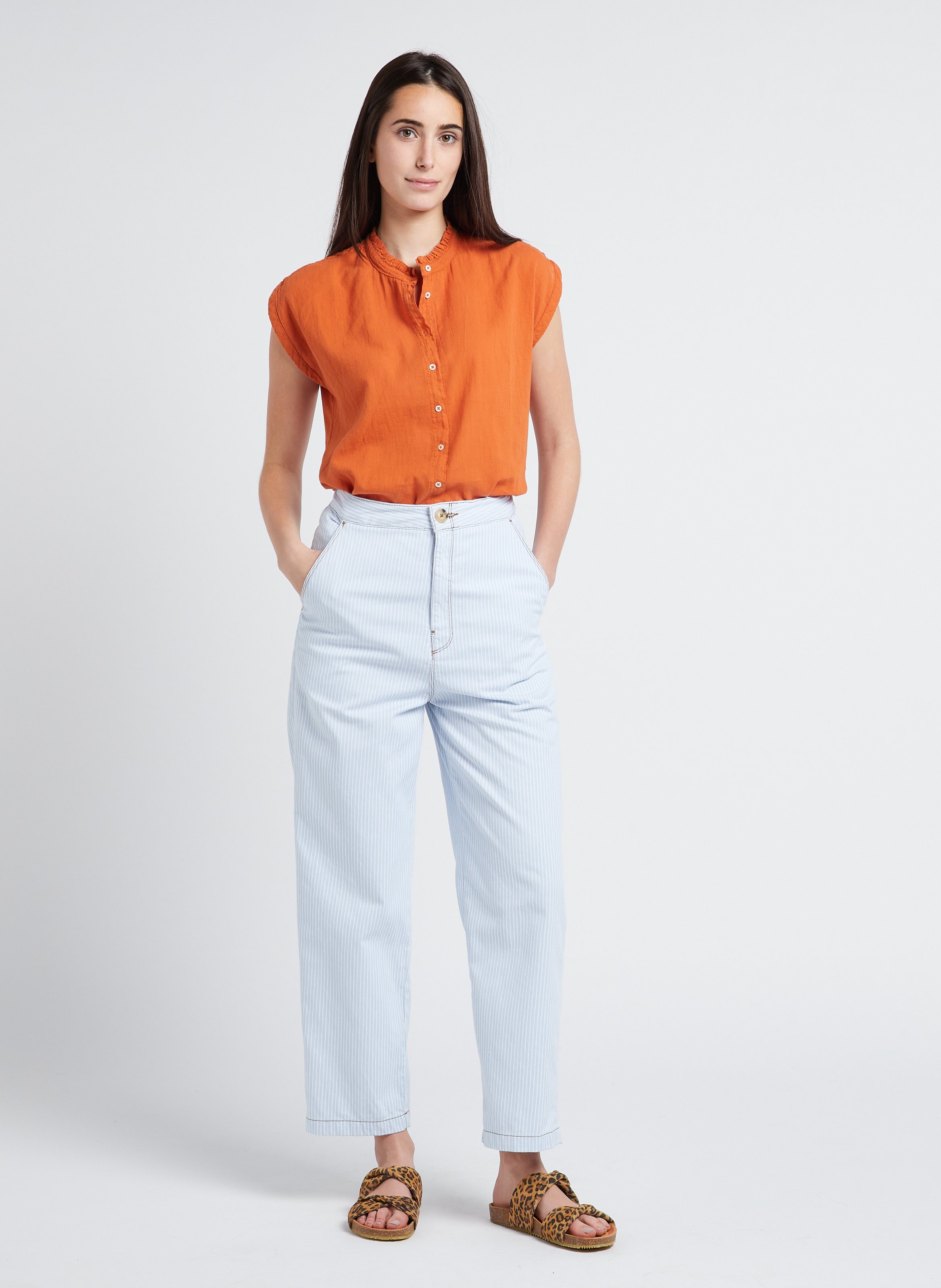 Sleeveless cotton shirt HARTFORD Orange