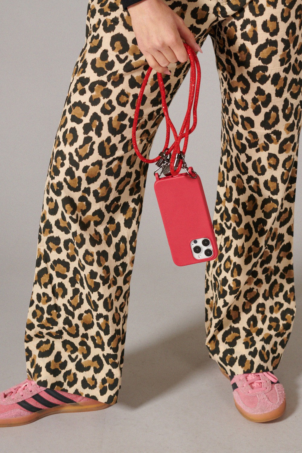 Phone cord in rhinestones LA COQUE FRANCAISE Red