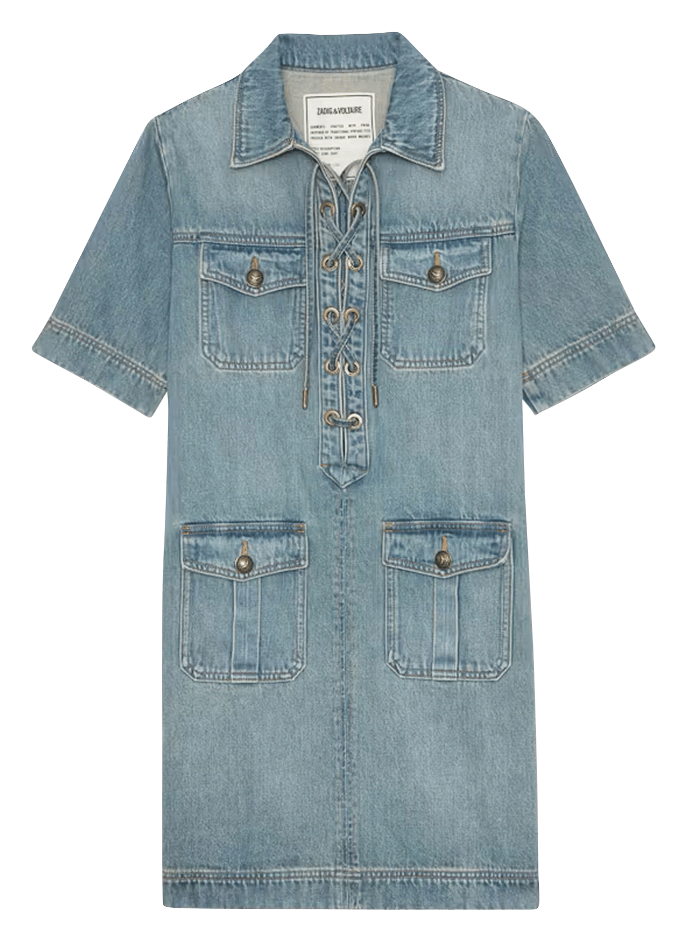 Robe courte col classique en jean ZADIG&VOLTAIRE Bleu