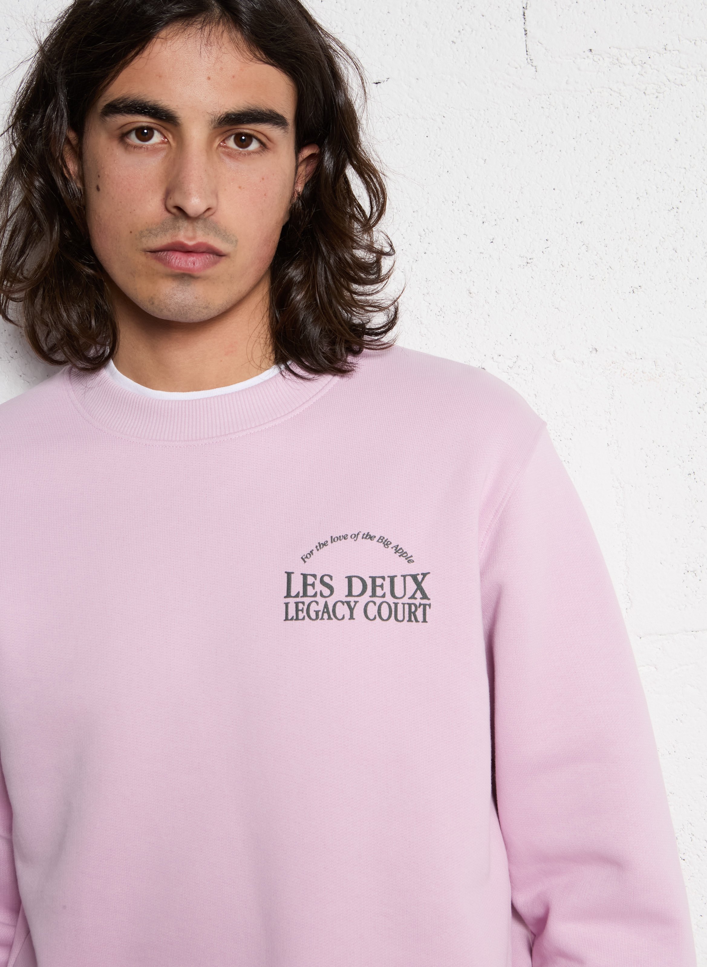 Regular sweatshirt with lettering LES DEUX Pink