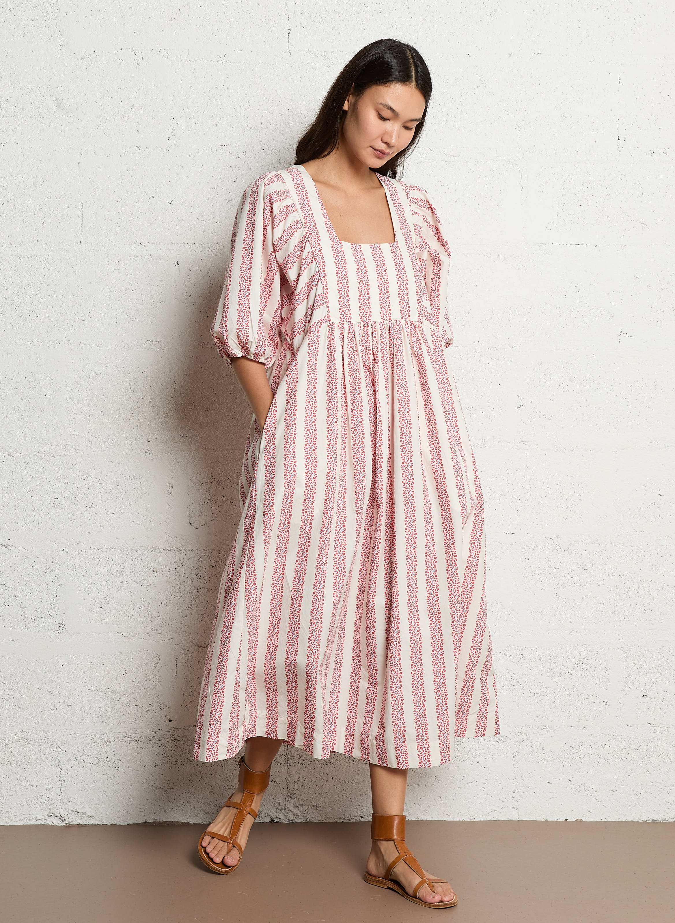 Robe longue imprimée THE TINY BIG SISTER Rouge