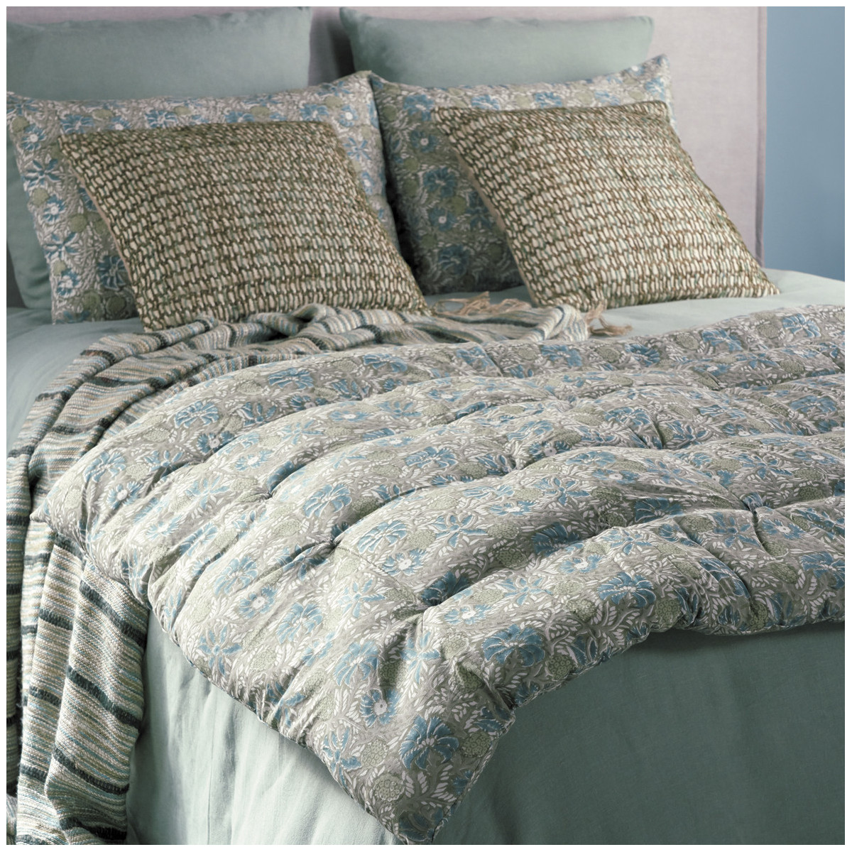 Cotton jungle futon - 180 x 80 cm - foam BLANC D'IVOIRE Multicolored