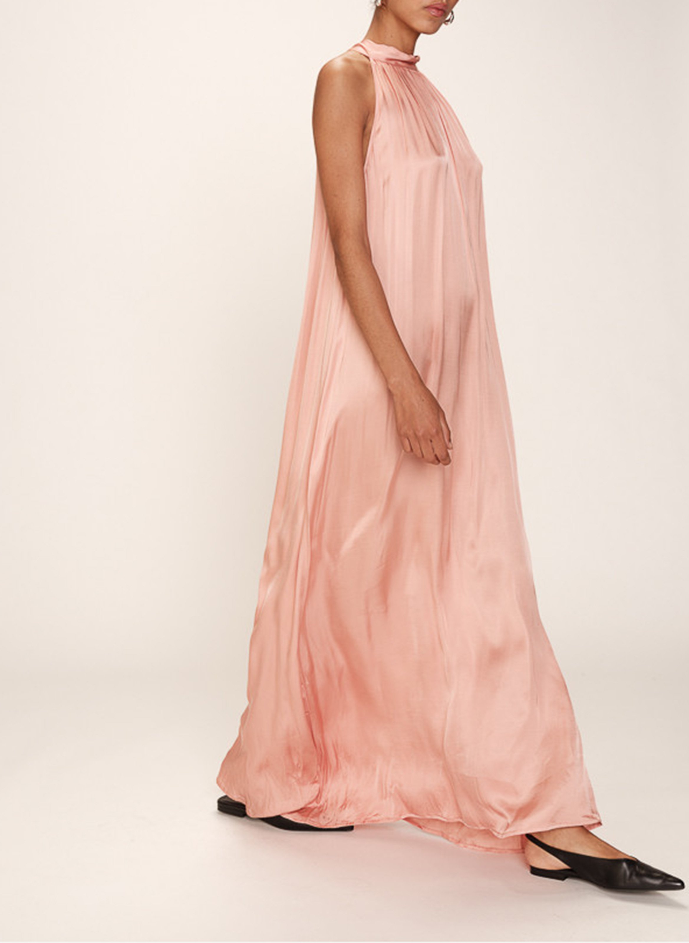 Robe longue col montant GRACE ET MILA Rose