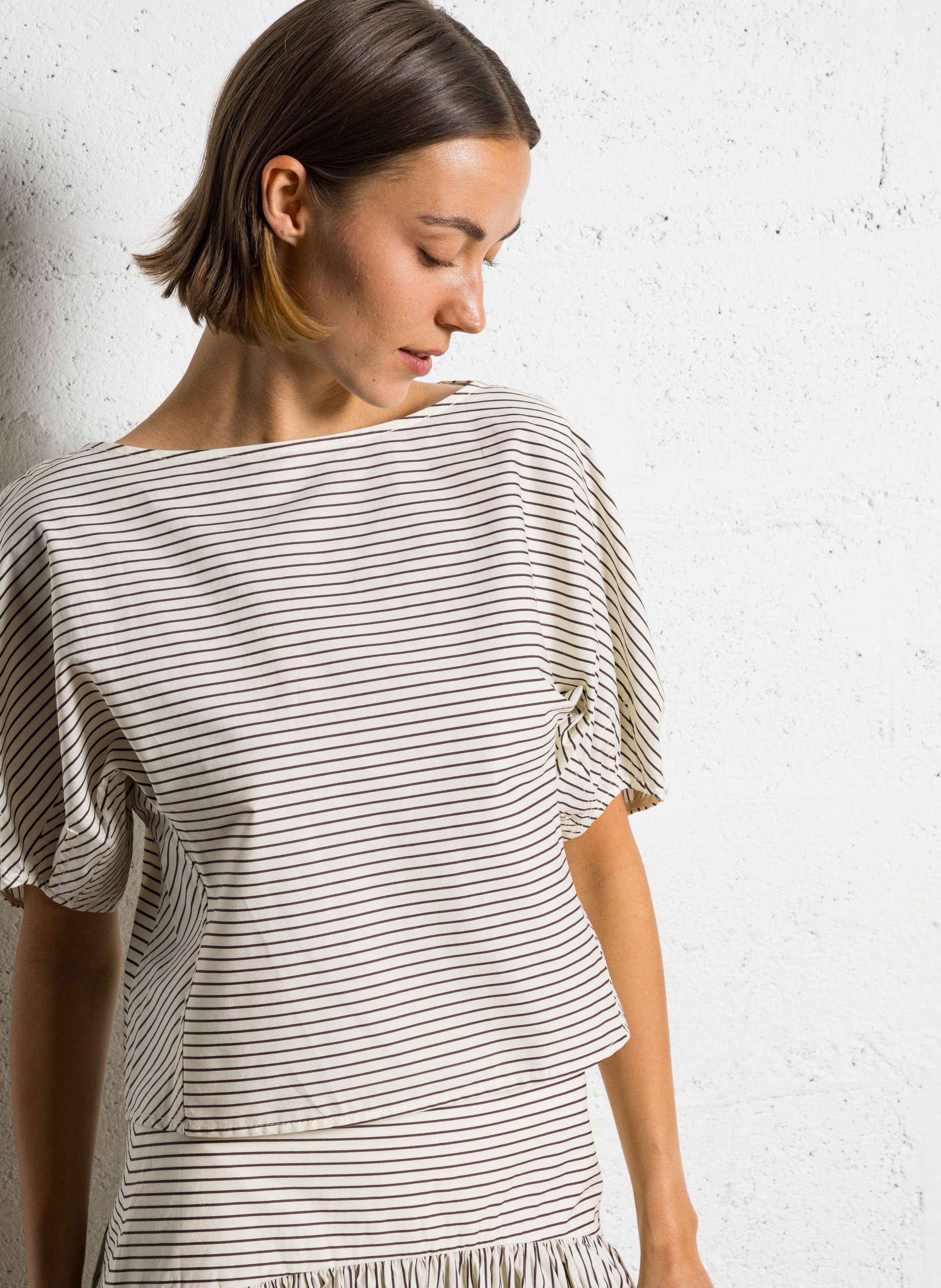 Boat neck top in blended cotton STAUD Multicolored