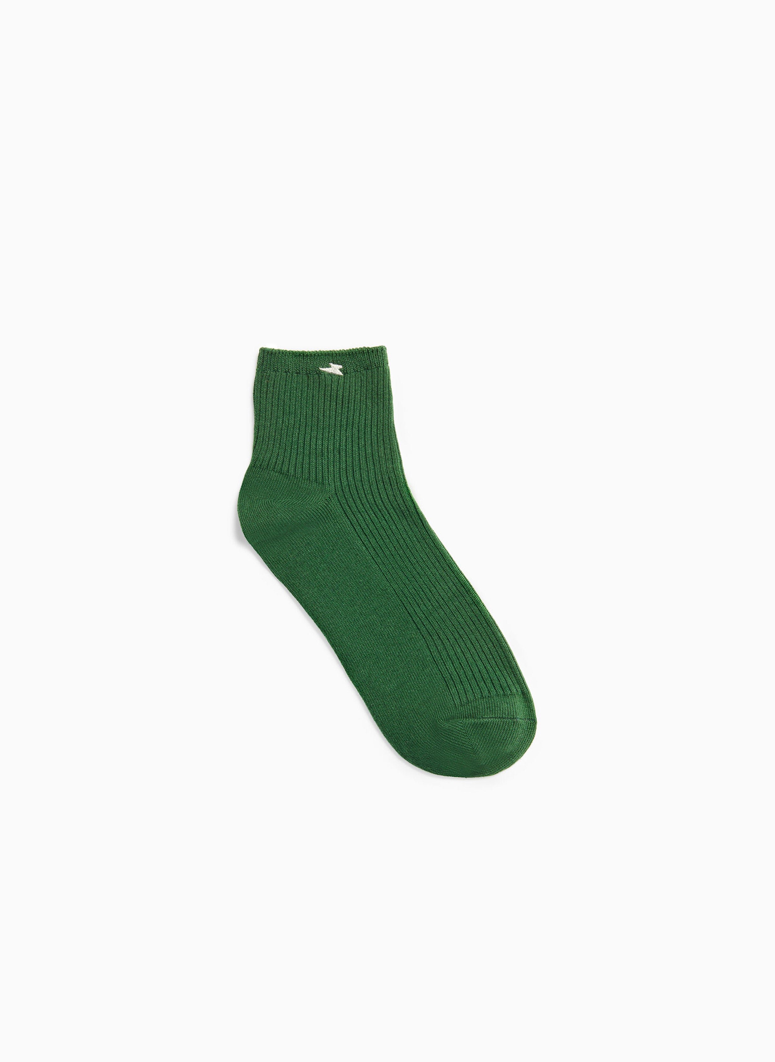 Short cotton-blend ribbed socks VANESSA WU Green