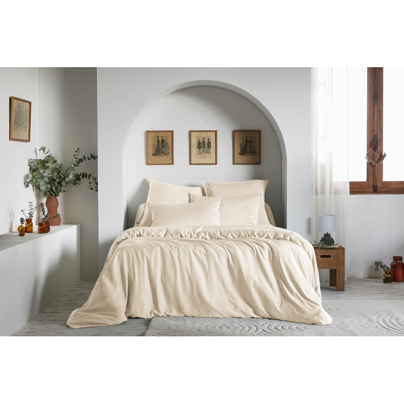 "Lysandre" duvet cover, all sizes, made of lyocell, butterfly effect L'EFFET PAPILLON Beige