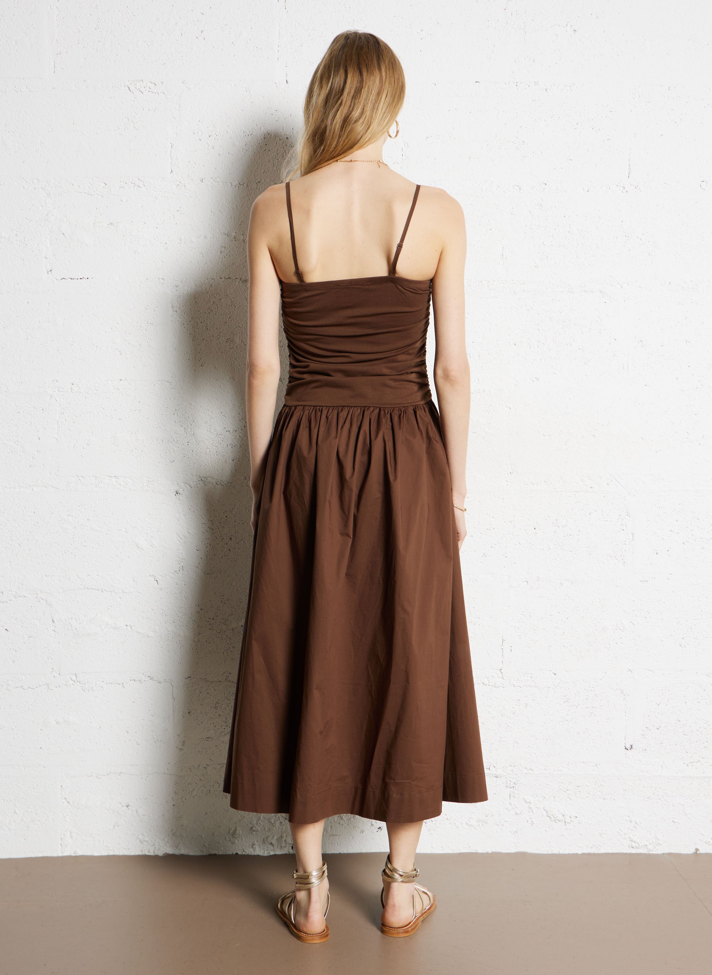 Cotton-blend midi dress NEVER FULLY DRESSED Brown