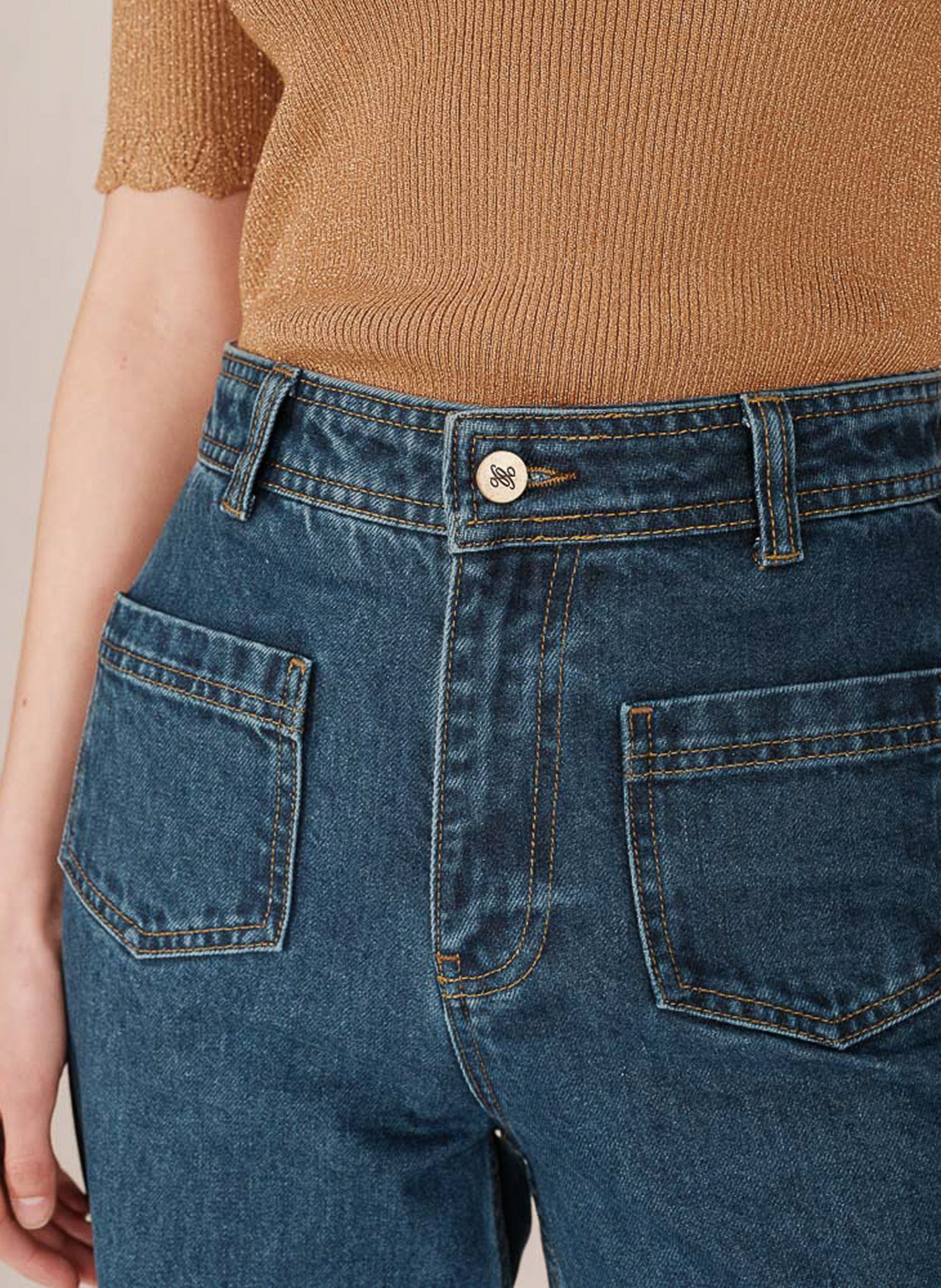 Cotton straight jeans GRACE ET MILA Blue