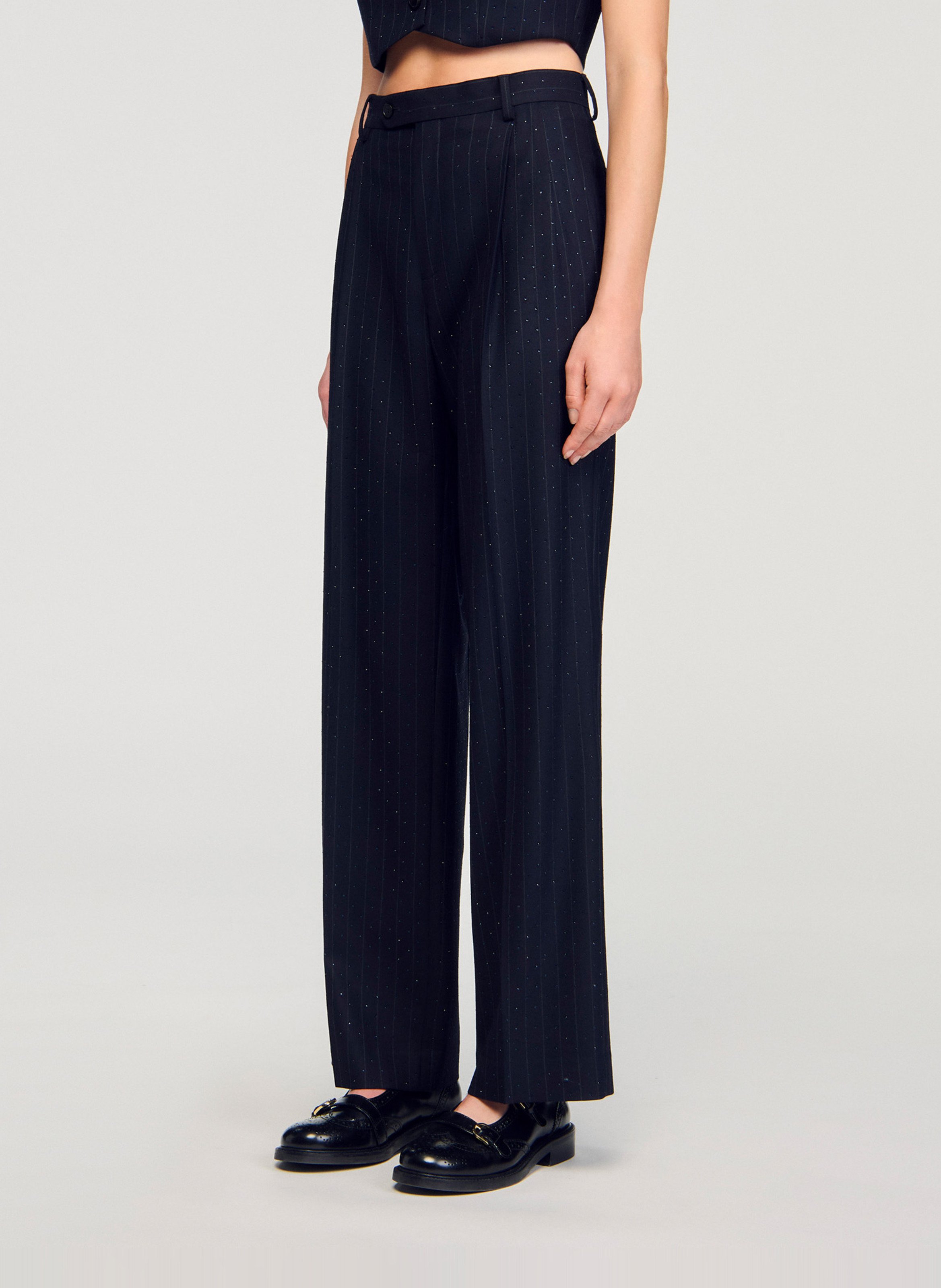 Straight wool trousers SANDRO Blue