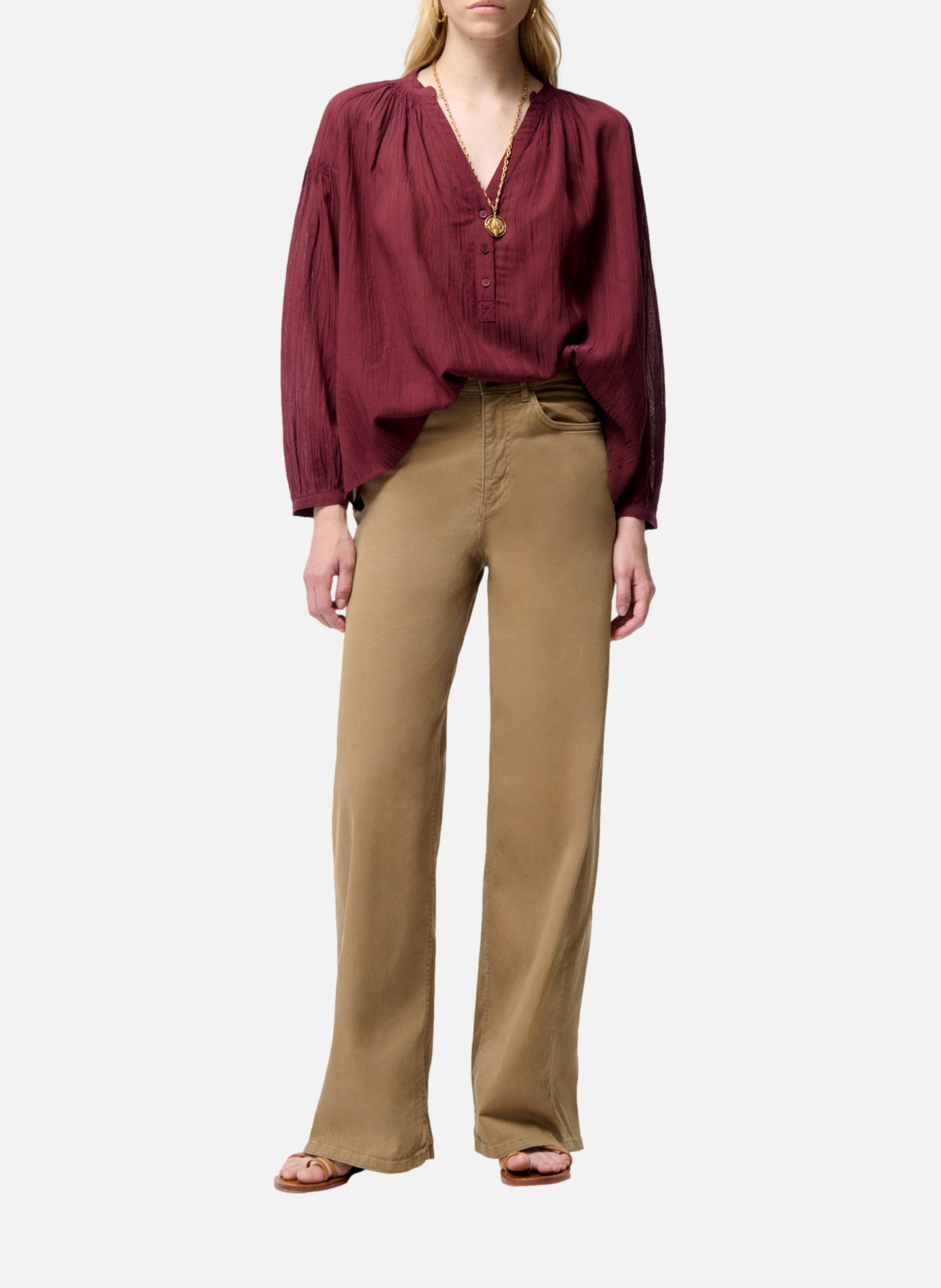 Loose-fit viscose and cotton shirt VANESSA BRUNO Red