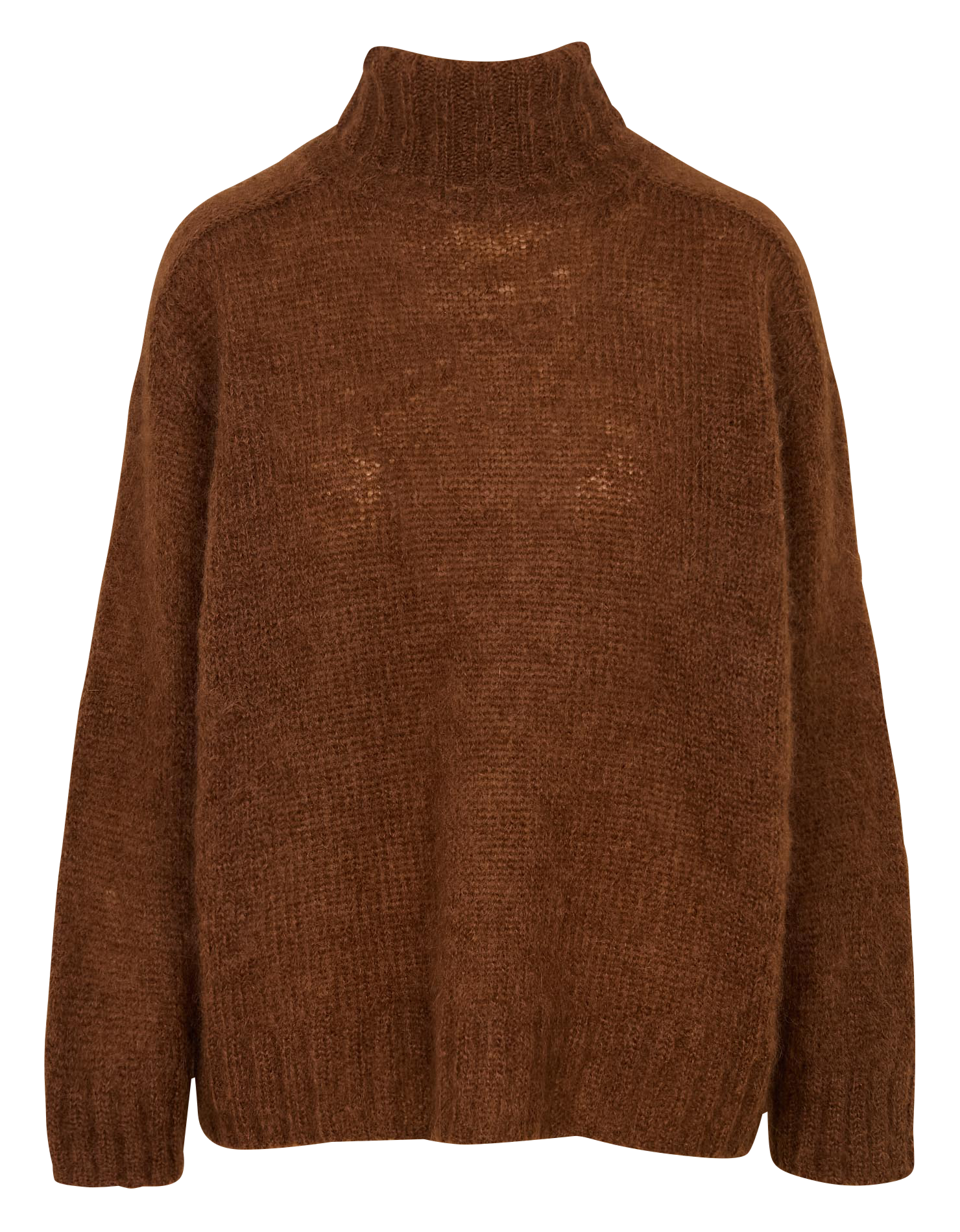 Pull col roulé en laine mélangée DES PETITS HAUTS Marron