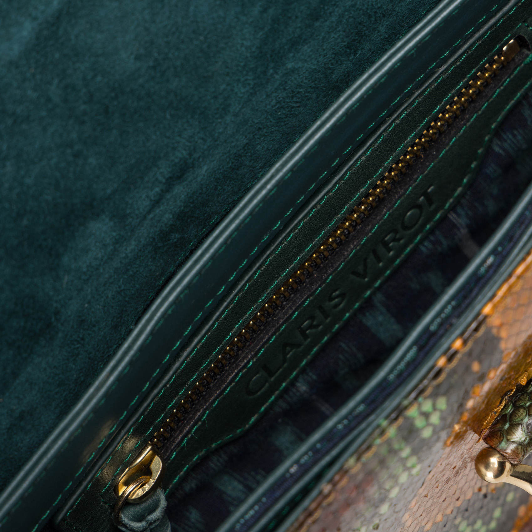 Sac bandoulière en cuir python mélangé CLARIS VIROT Marron