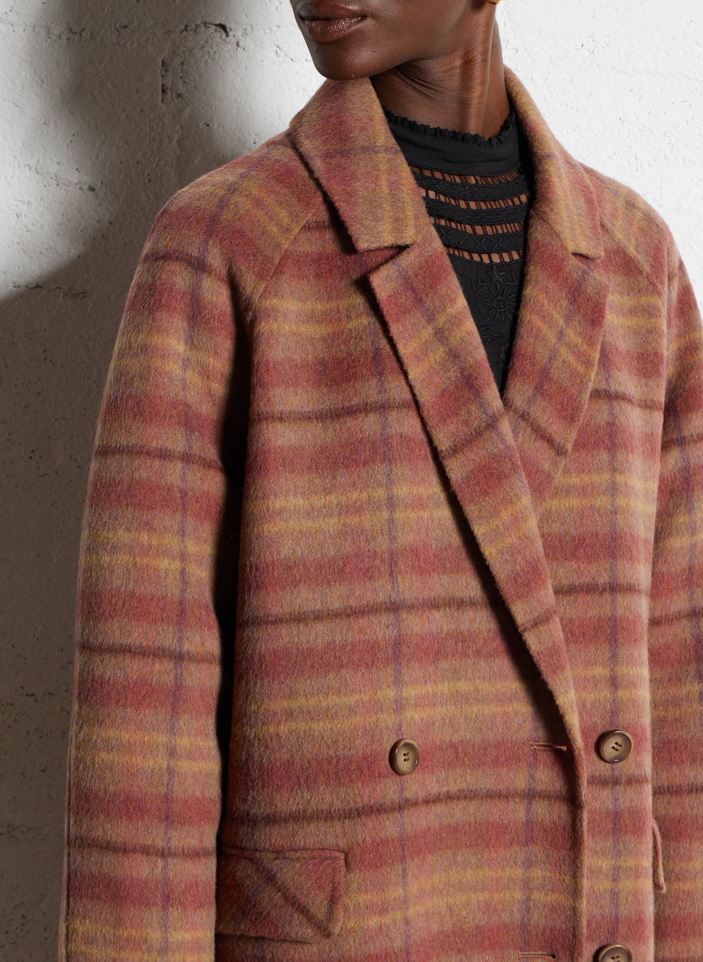 Manteau oversize en laine mélangée DES PETITS HAUTS Multicolore