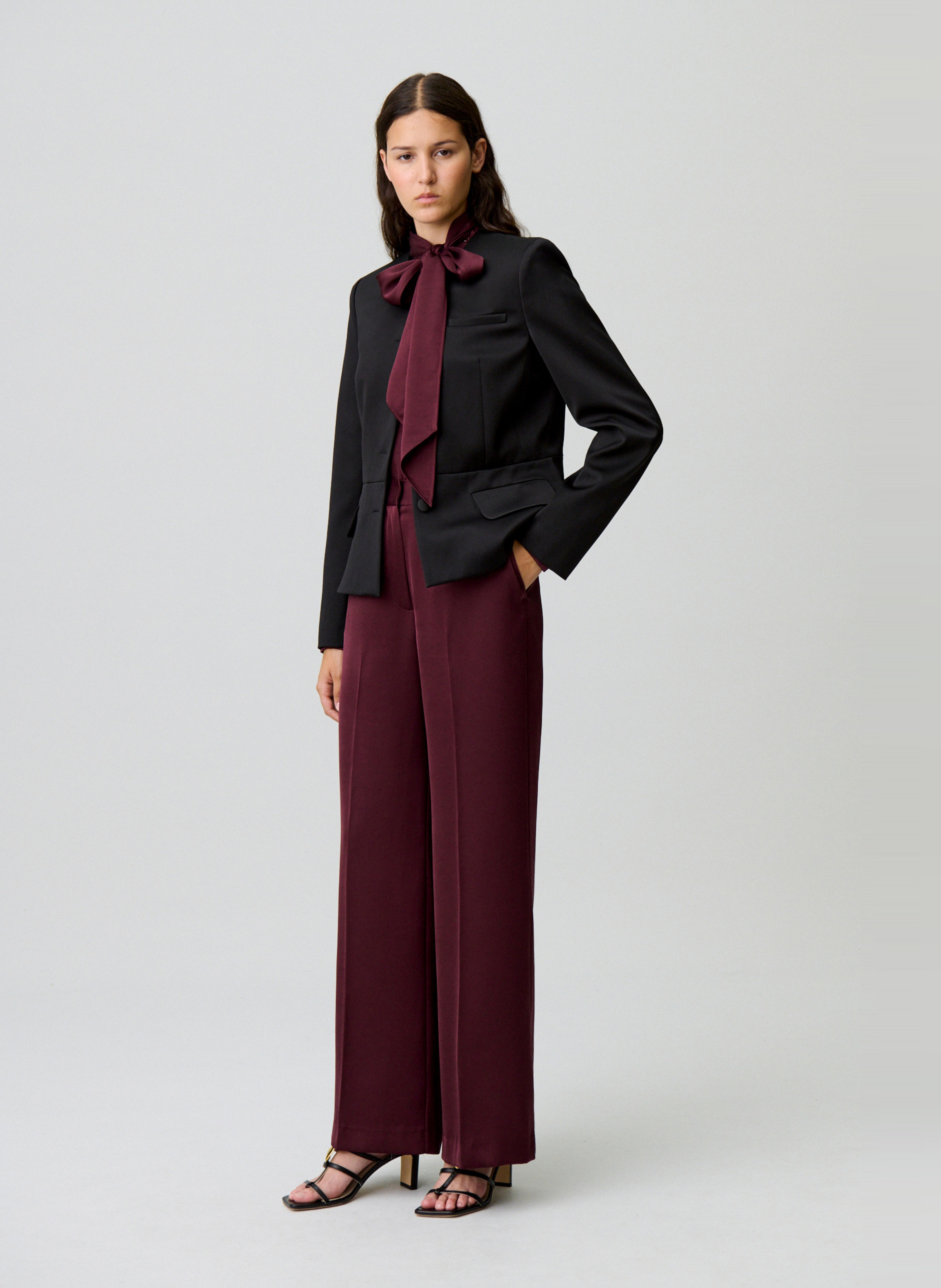 Wide-leg satin effect pants CLAUDIE PIERLOT Red