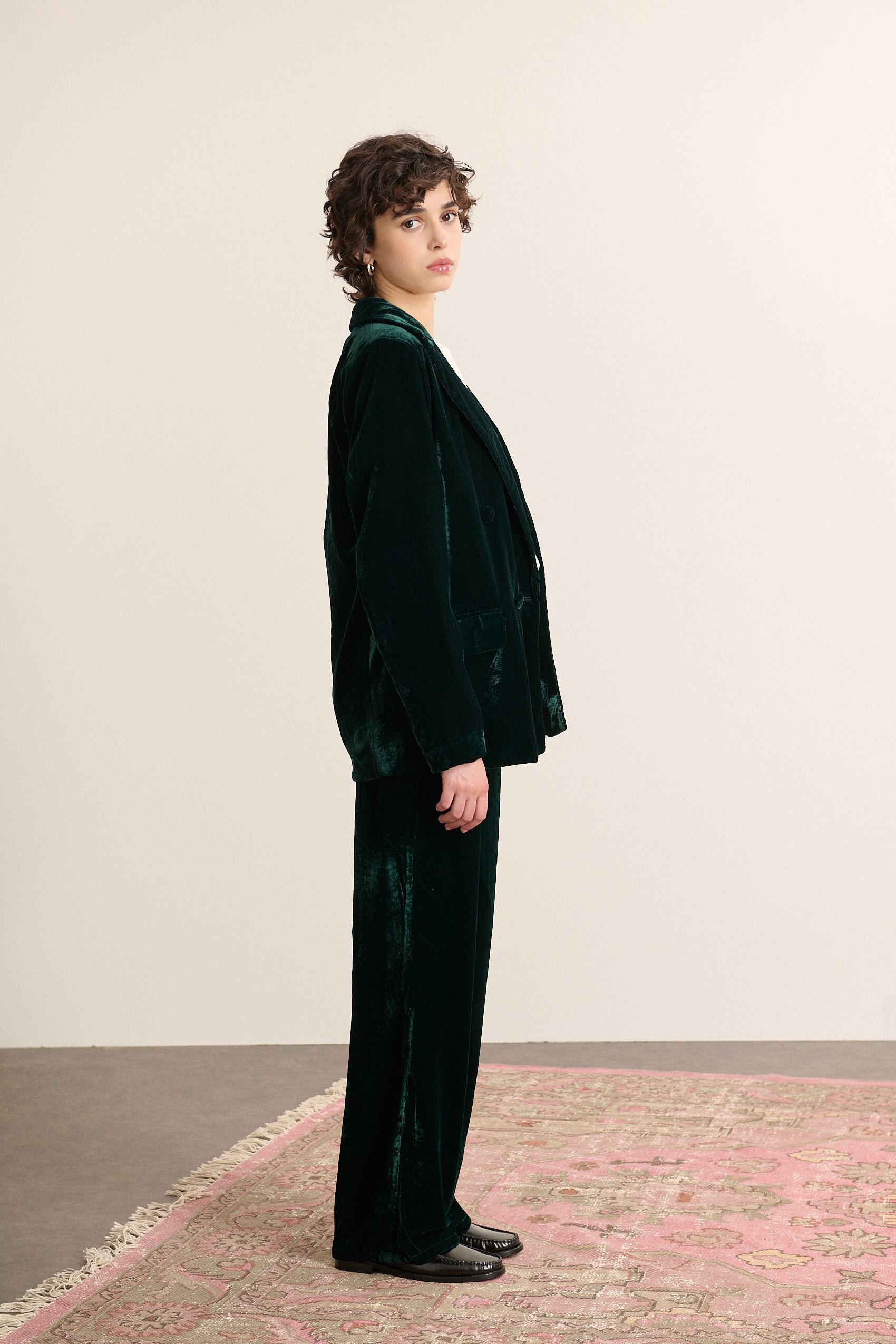 Smooth velvet blazer GARANCE PARIS Green