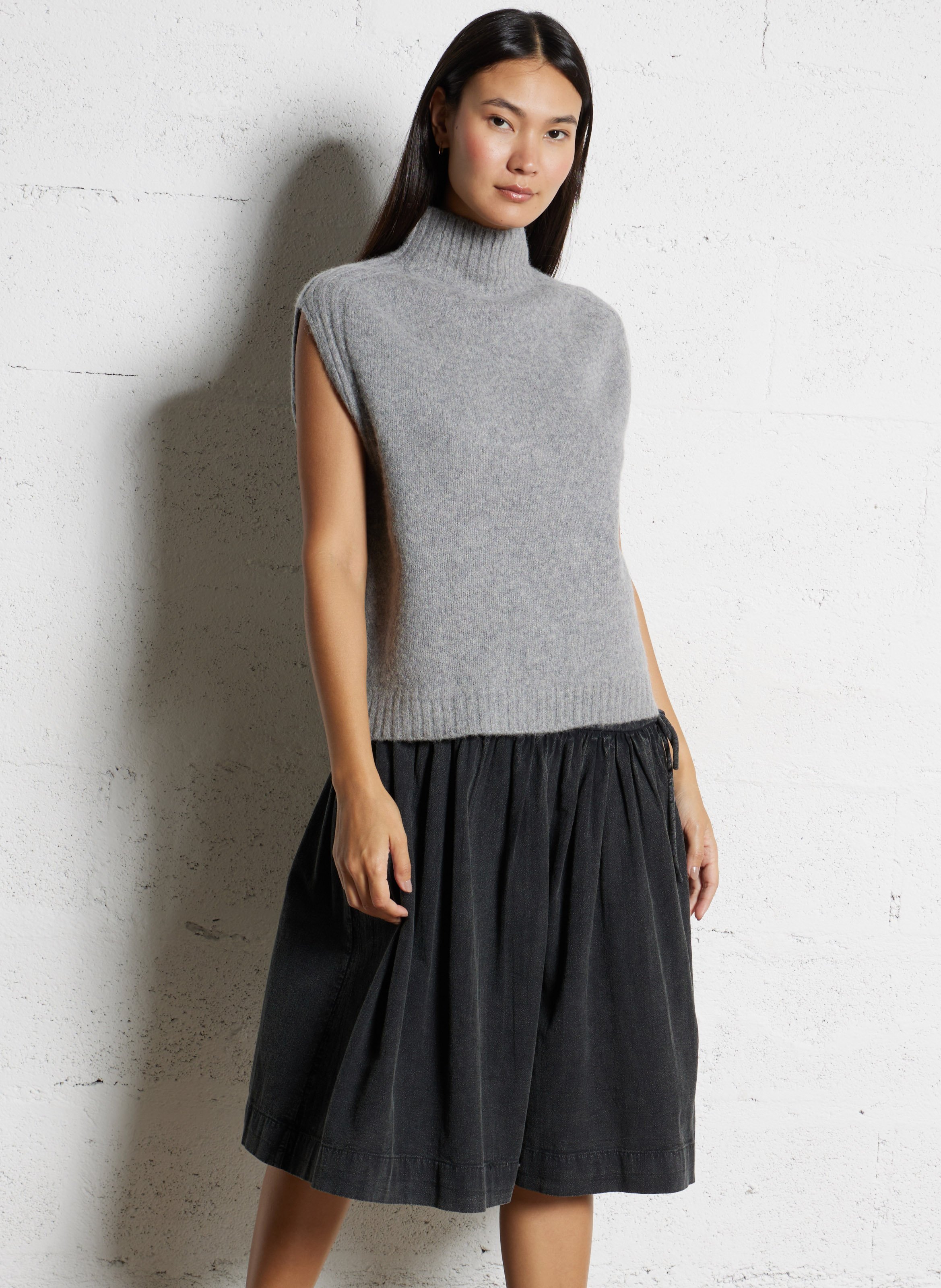 Pull oversize sans manches en maille HARTFORD Gris