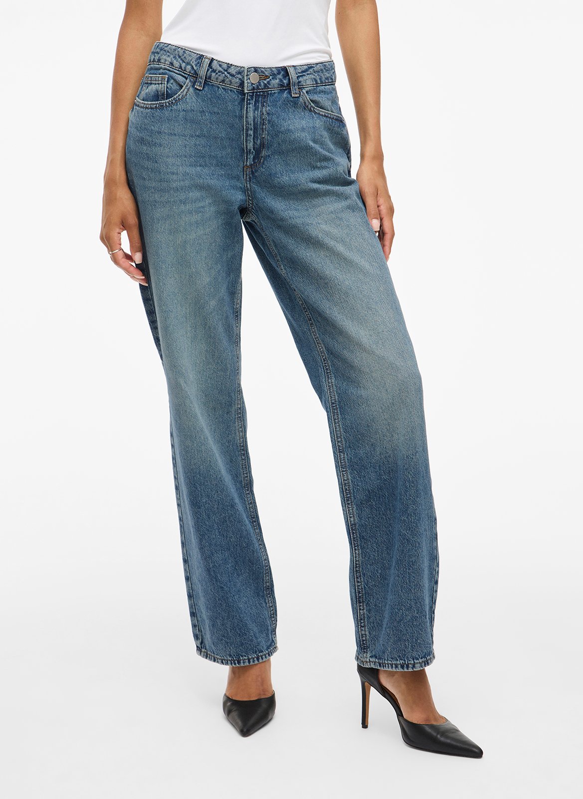 Jean droit en coton VILA Bleu