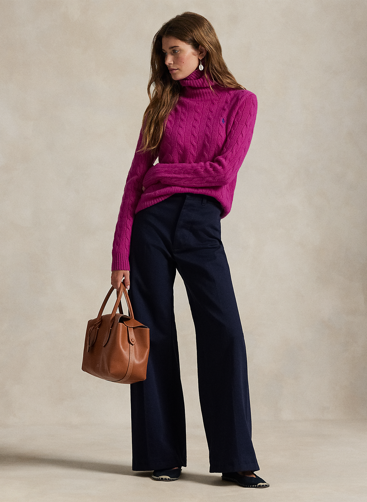 Pull col roulé en laine et cachemire POLO RALPH LAUREN Rose