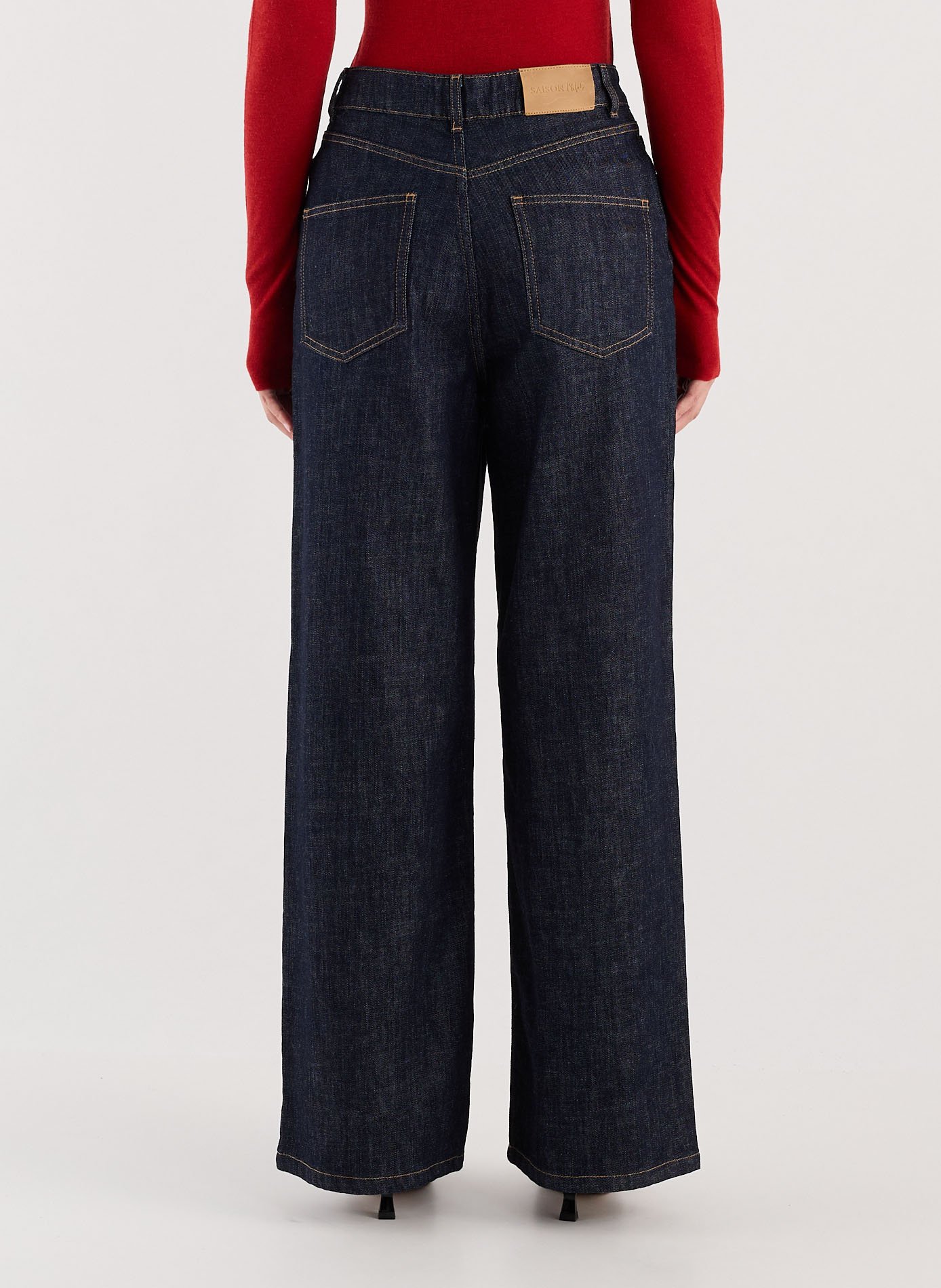 Jean large taille haute en denim brut SAISON 1865 Bleu