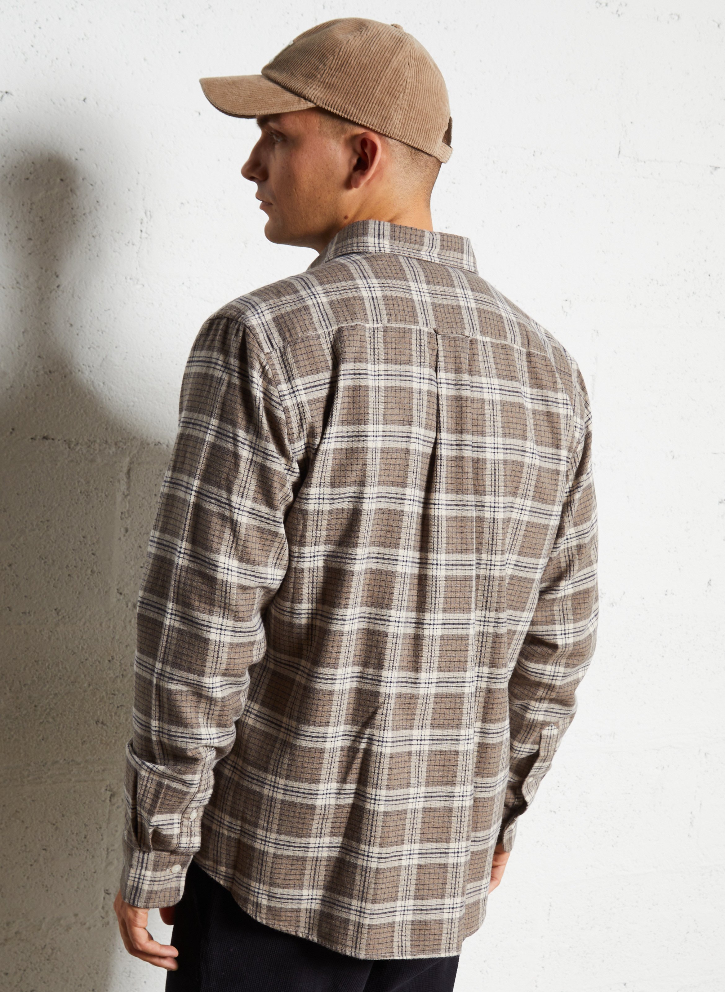 Chemise droite col classique à carreaux en coton GANT Kaki