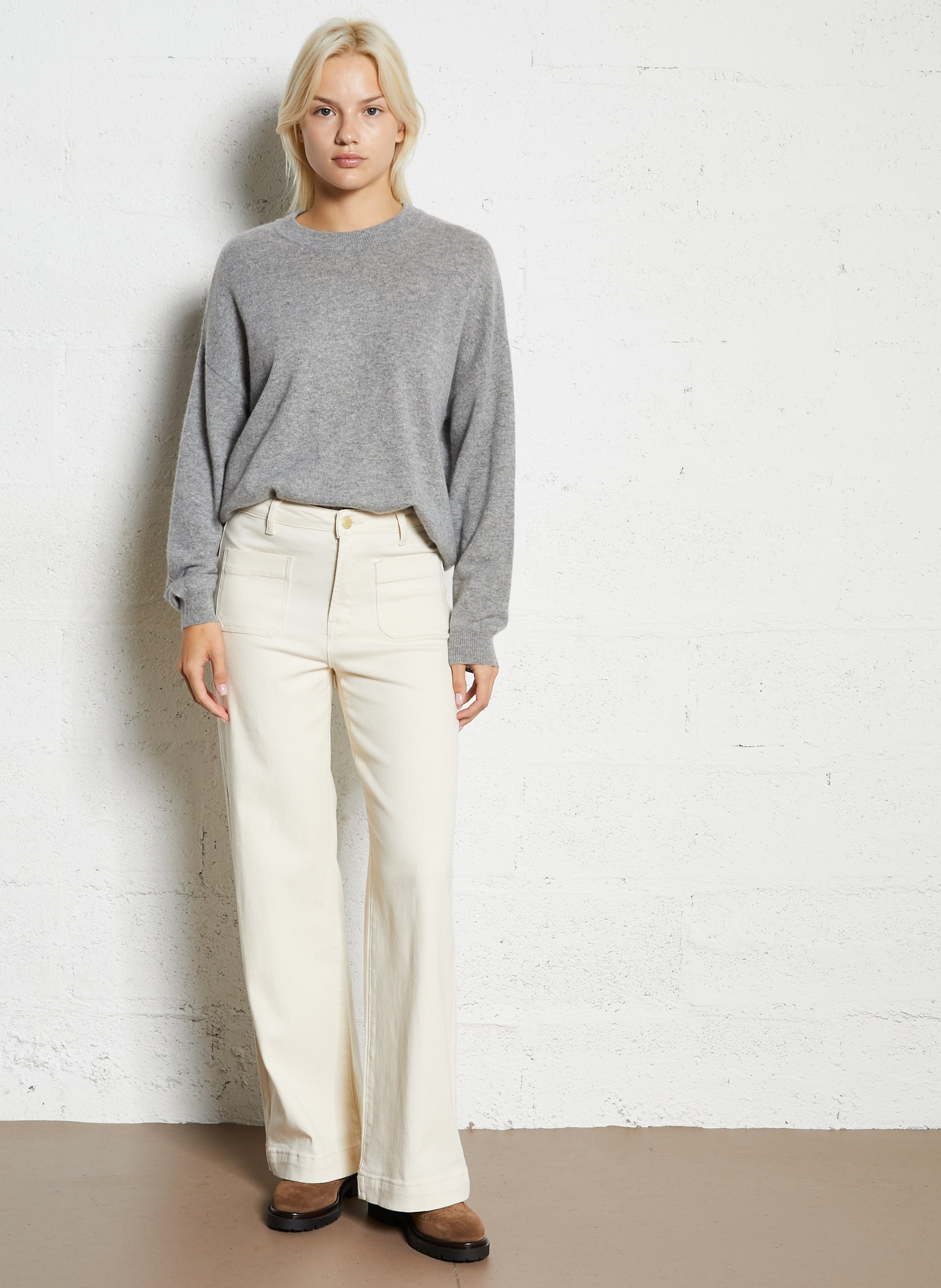 Flared High Waist Jeans aus Baumwoll-Mix LA PETITE ETOILE Weiss