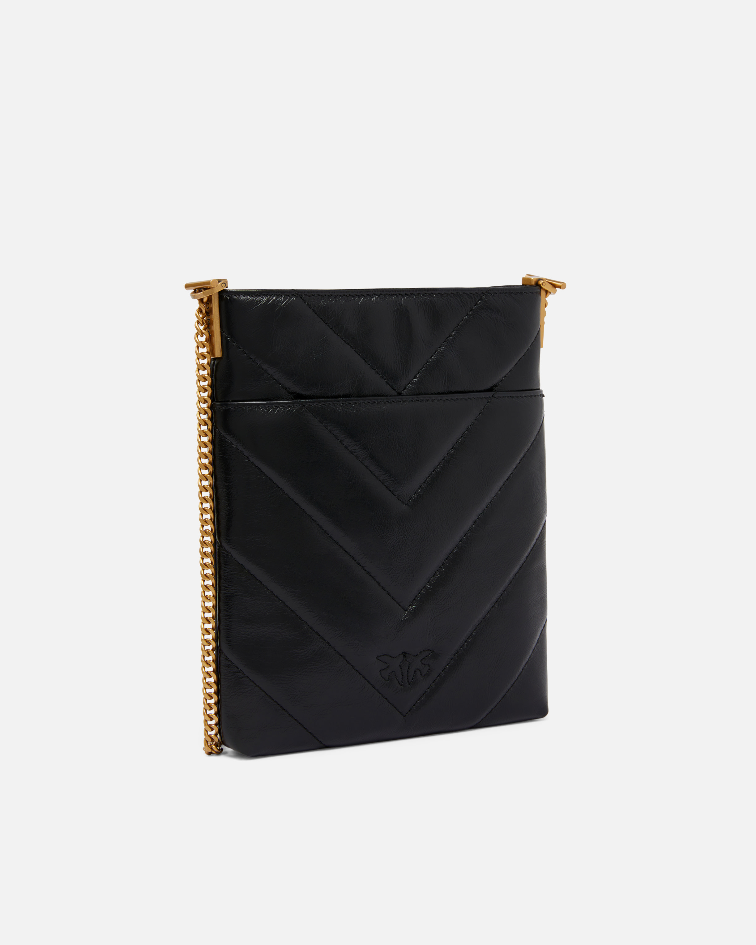 Flat shoulder bag in herringbone leather PINKO Black