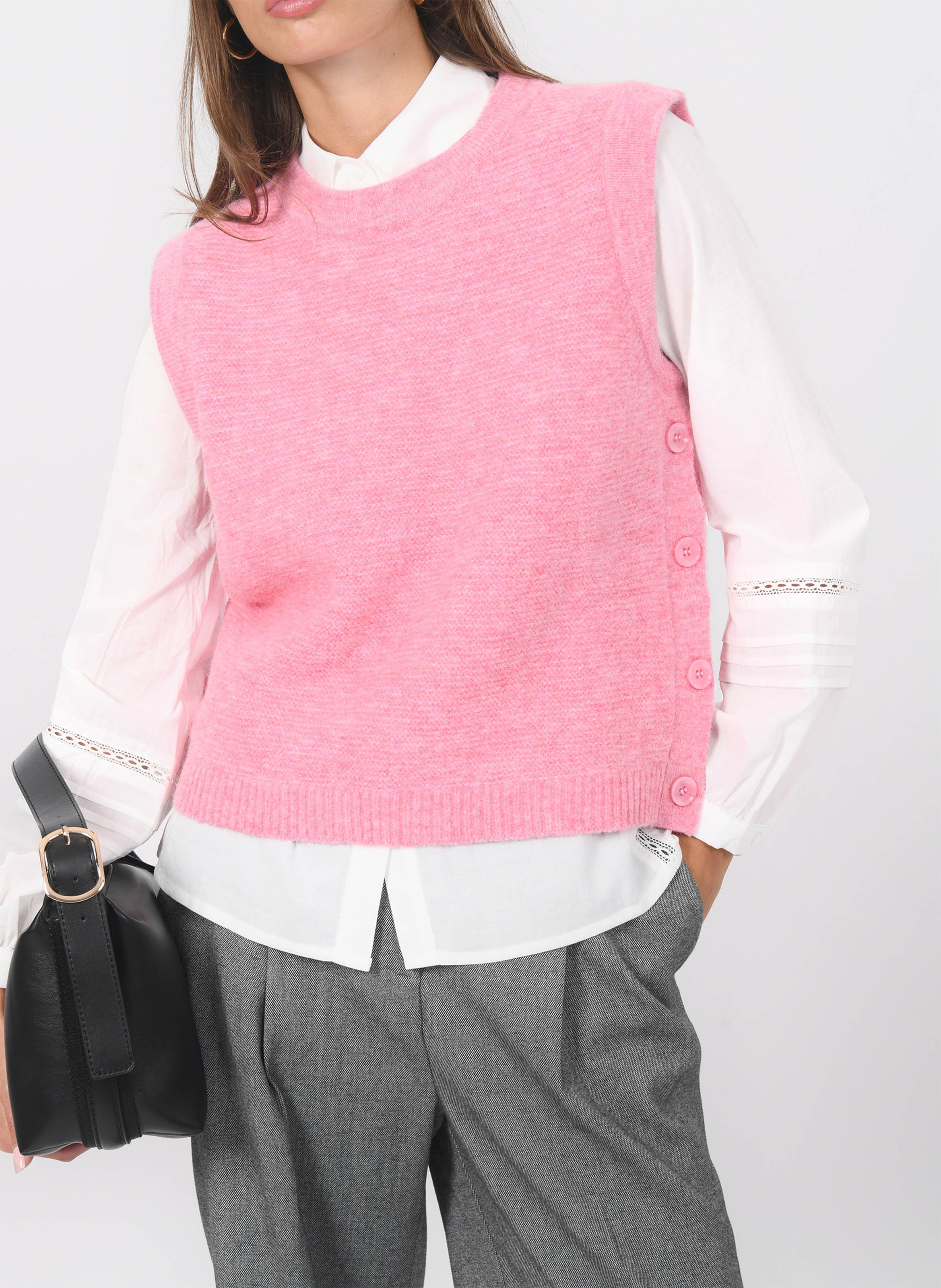 Pull sans manches col rond en maille mélangée KOOKAI