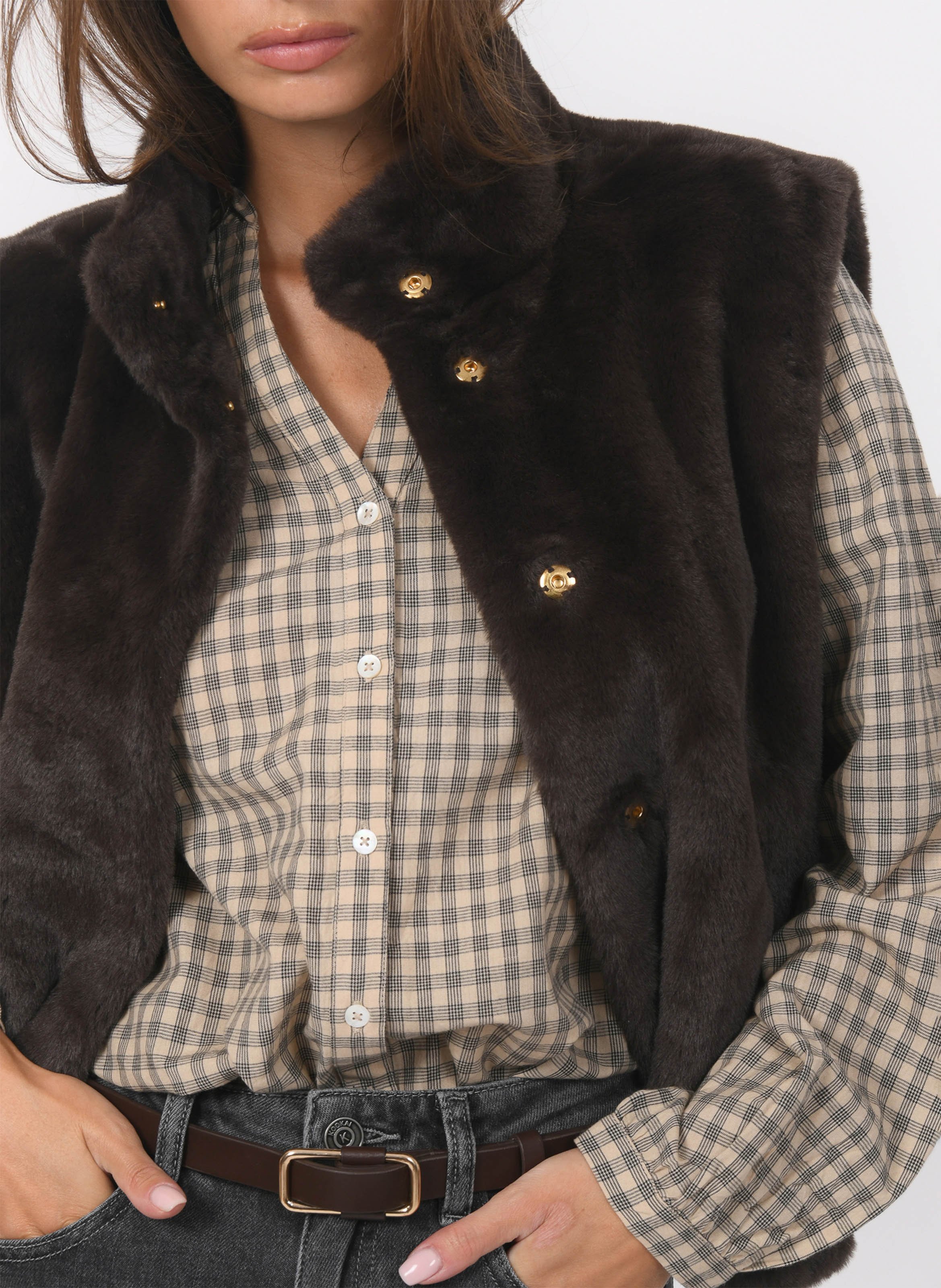 Jas met opstaande kraag en bonteffect KOOKAI Bruin