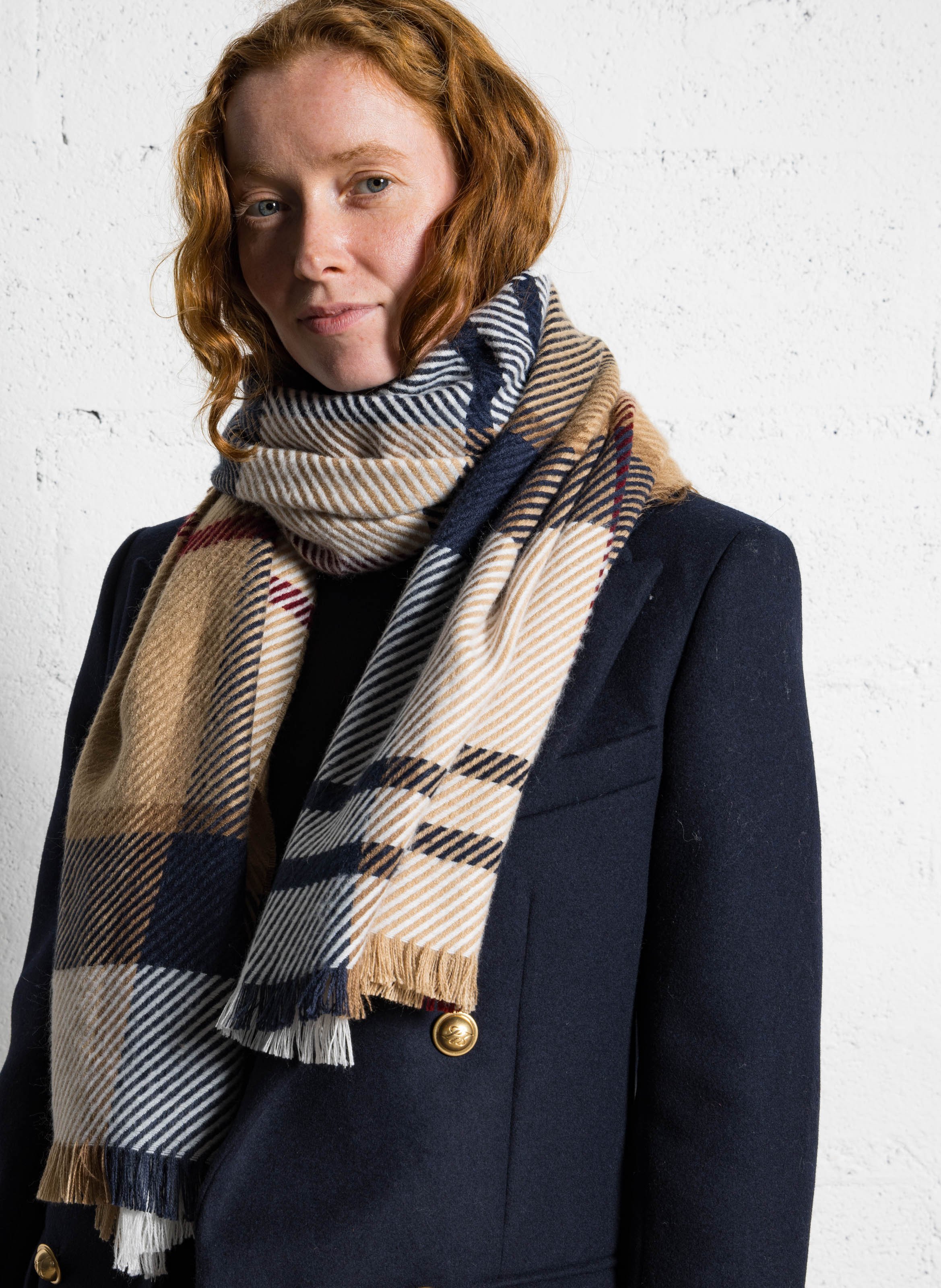 Echarpe motif tartan BARBOUR Marron