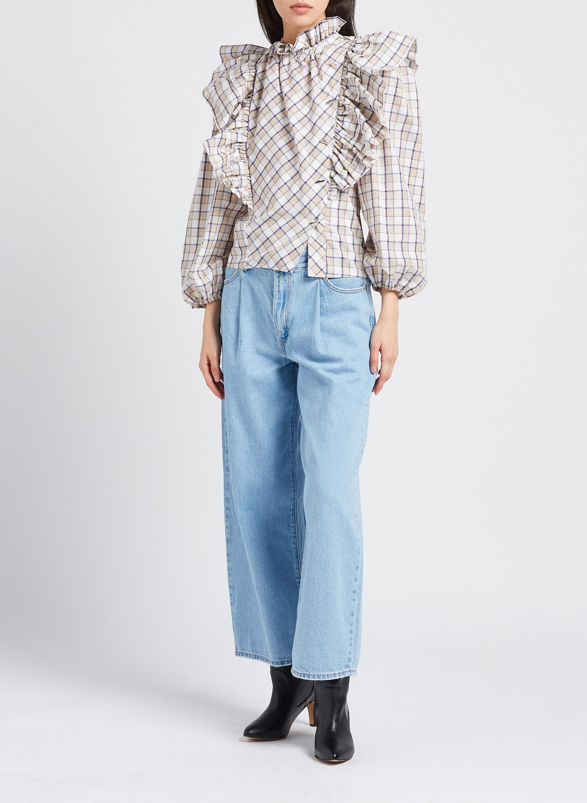 Chemise col victorien en coton THE LABEL EDITION Beige