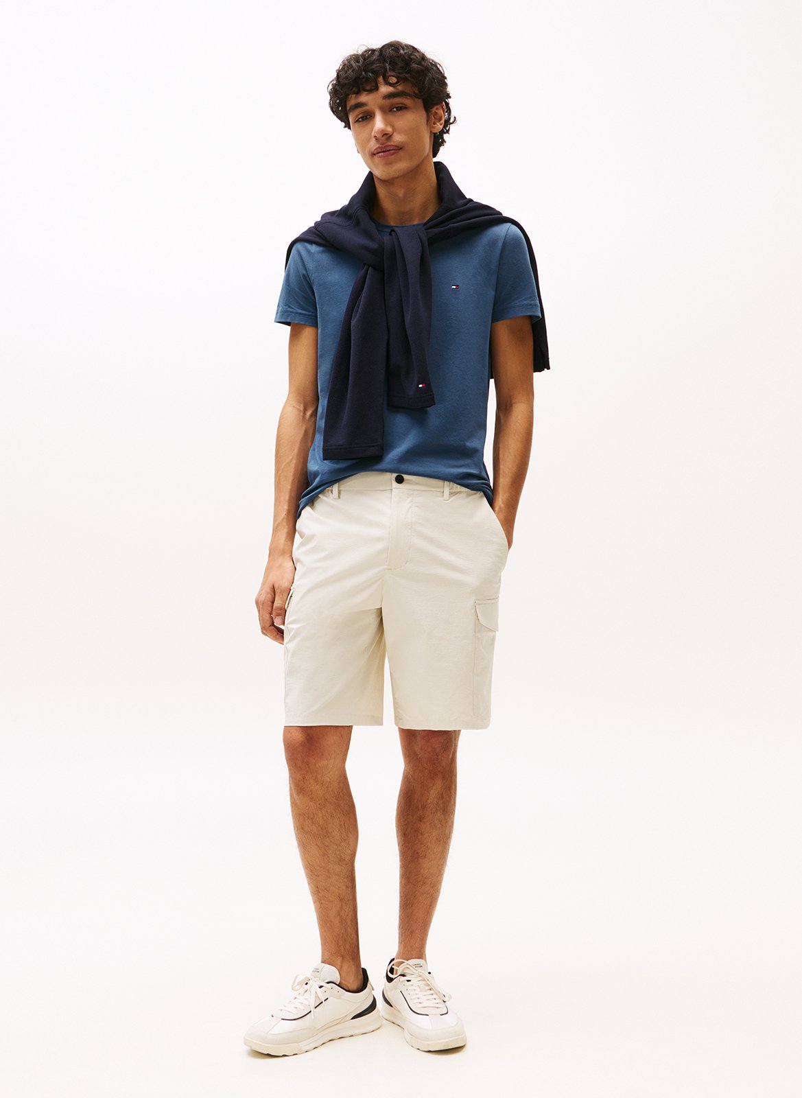 Slim-fit round-neck organic cotton T-shirt TOMMY HILFIGER Blue