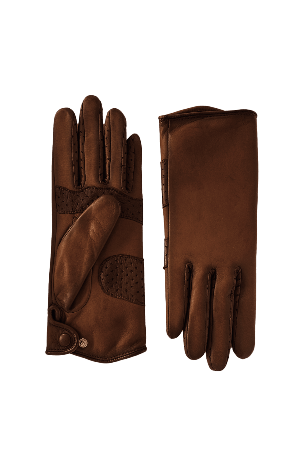 Amal leather gloves lined with silk AGNELLE Brown