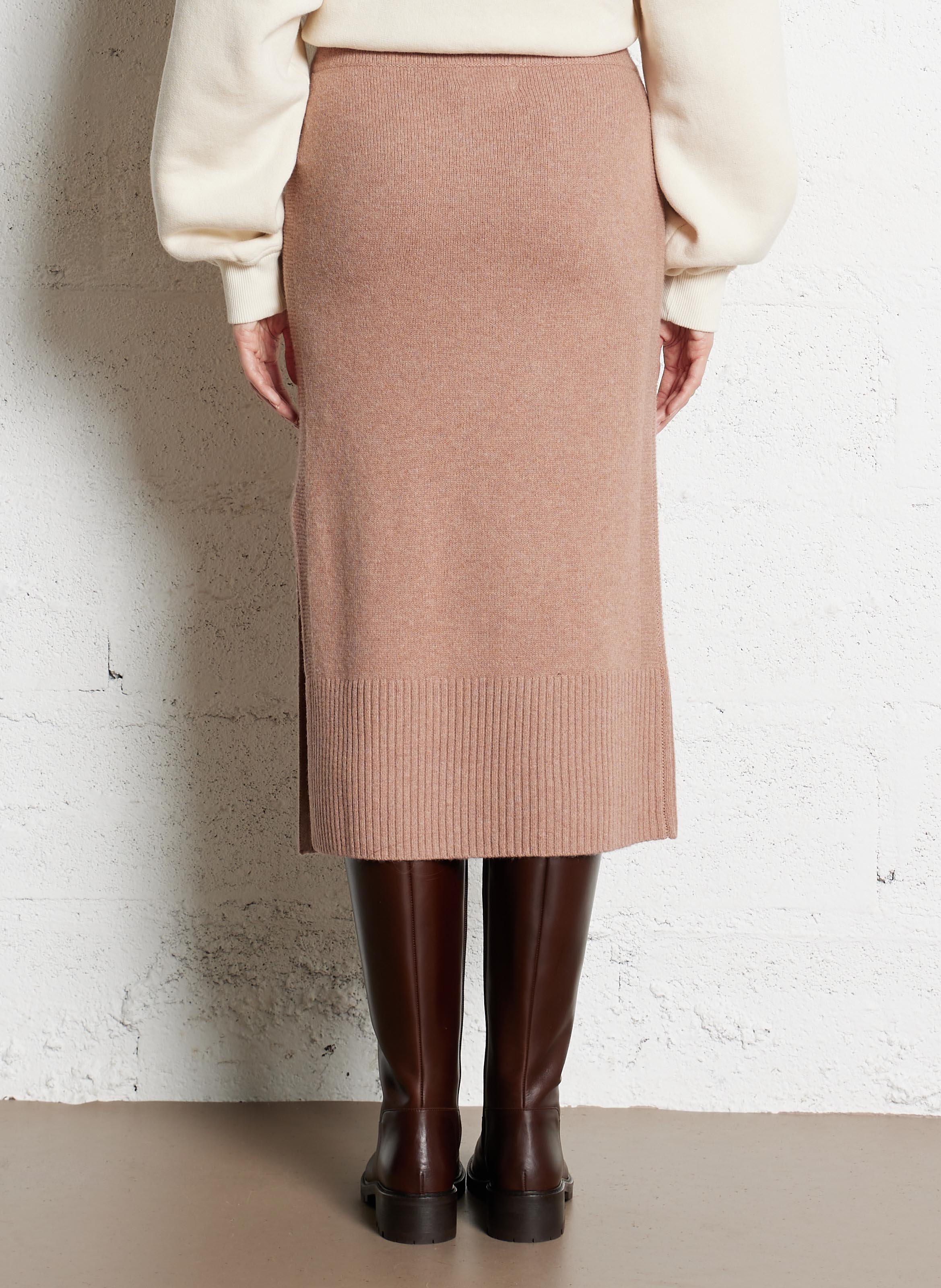 Jupe droite midi en laine MAISON 123 Rose