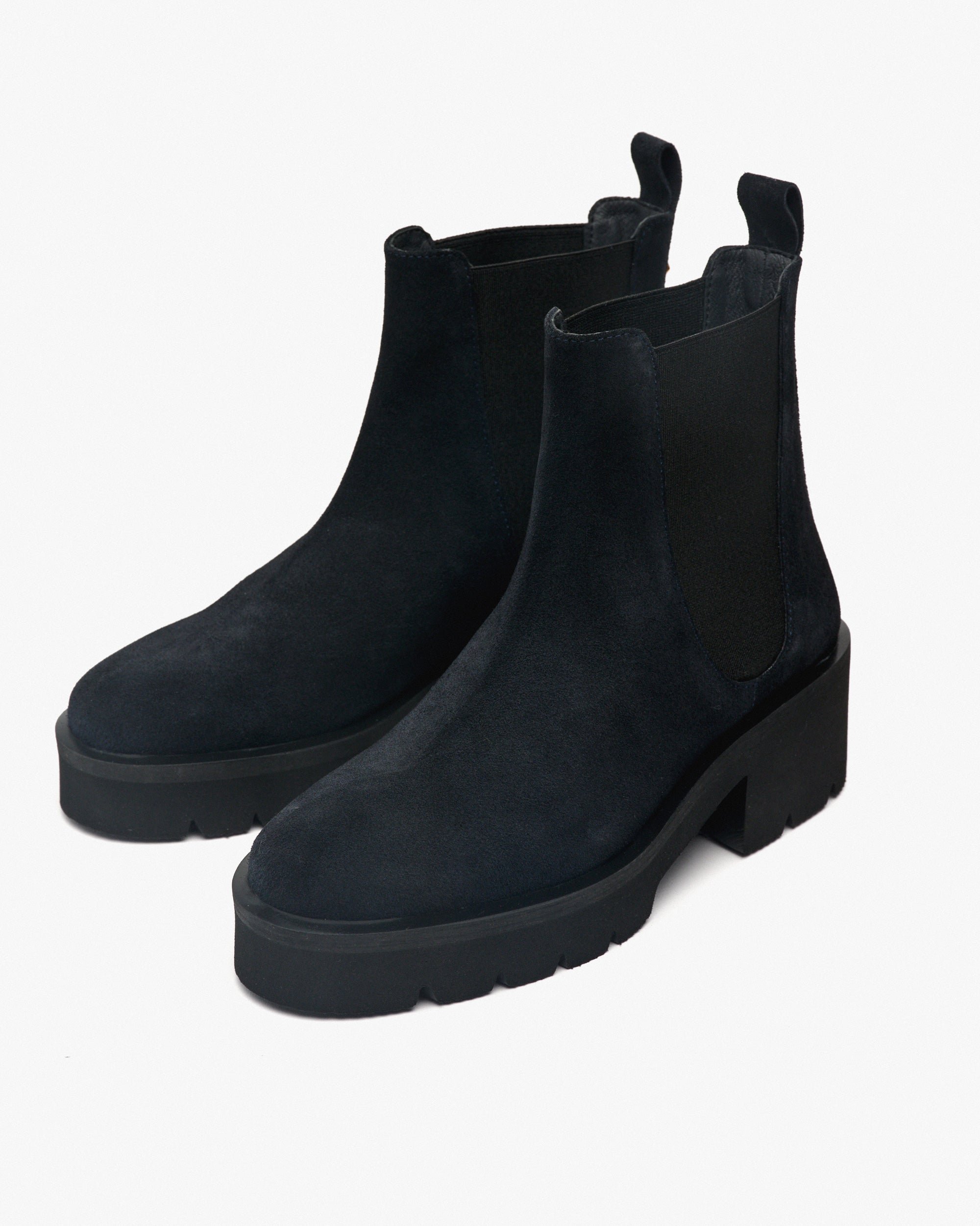 Navy blue suede ankle boots with side elastic PEDRO MIRALLES Blue
