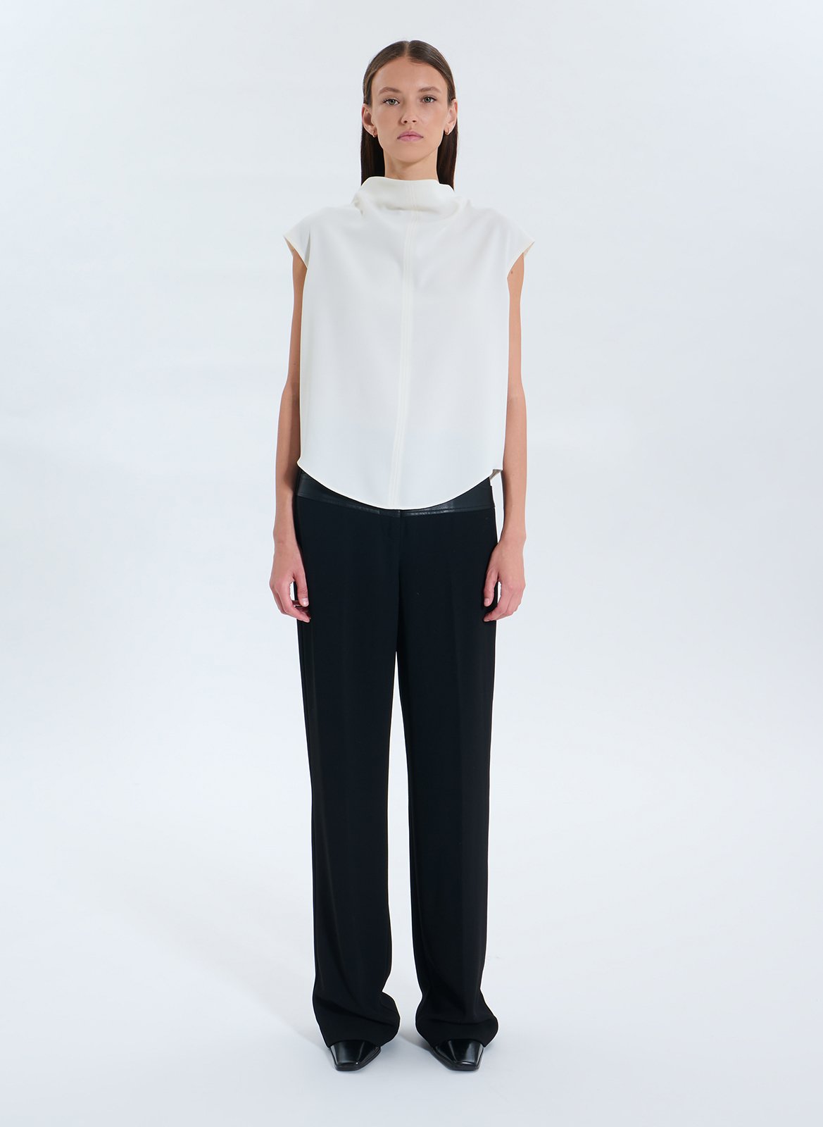 High-neck draped top ZAPA White