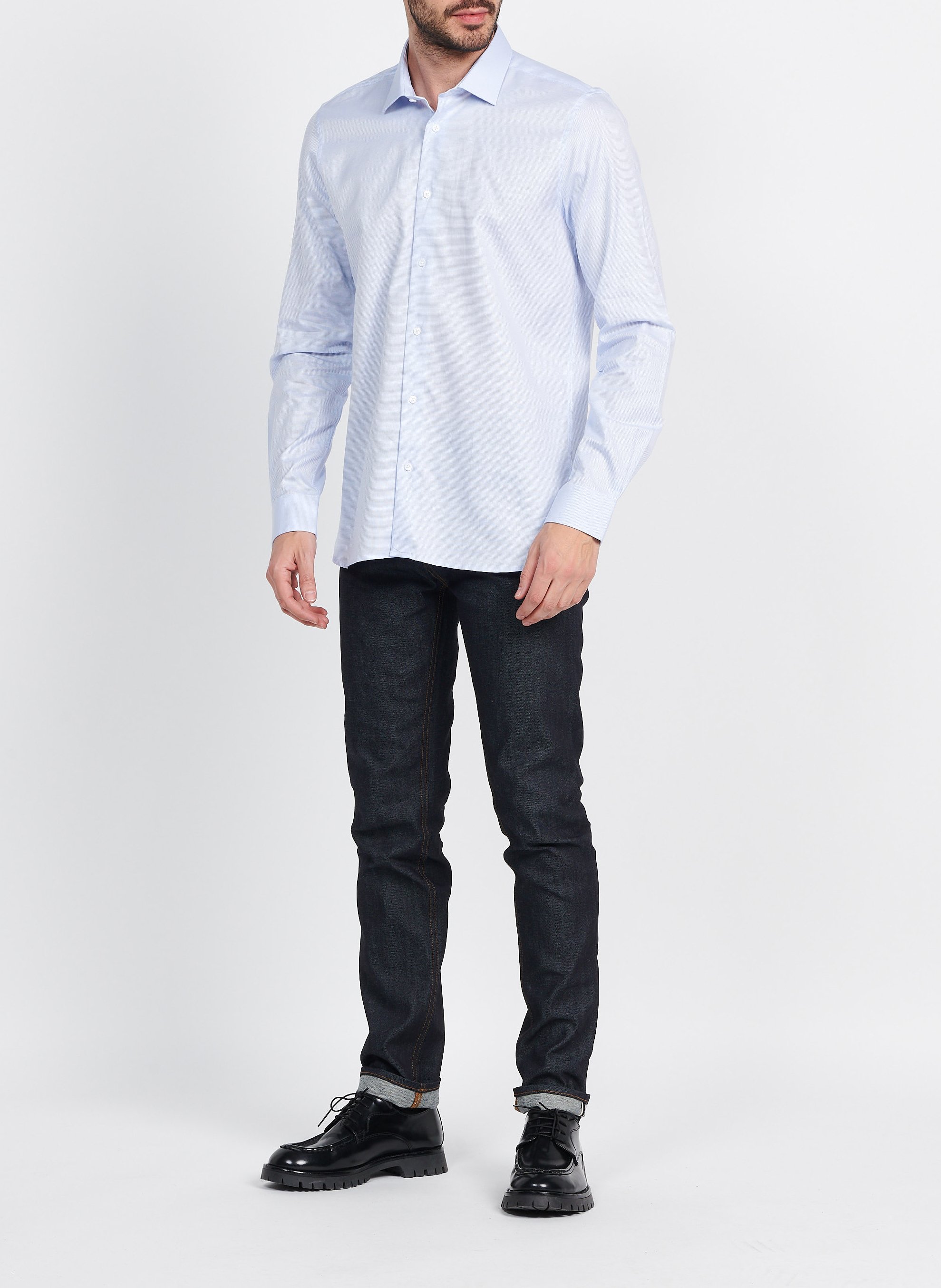 Cotton shirt with classic collar ATELIER PRIVE Blue